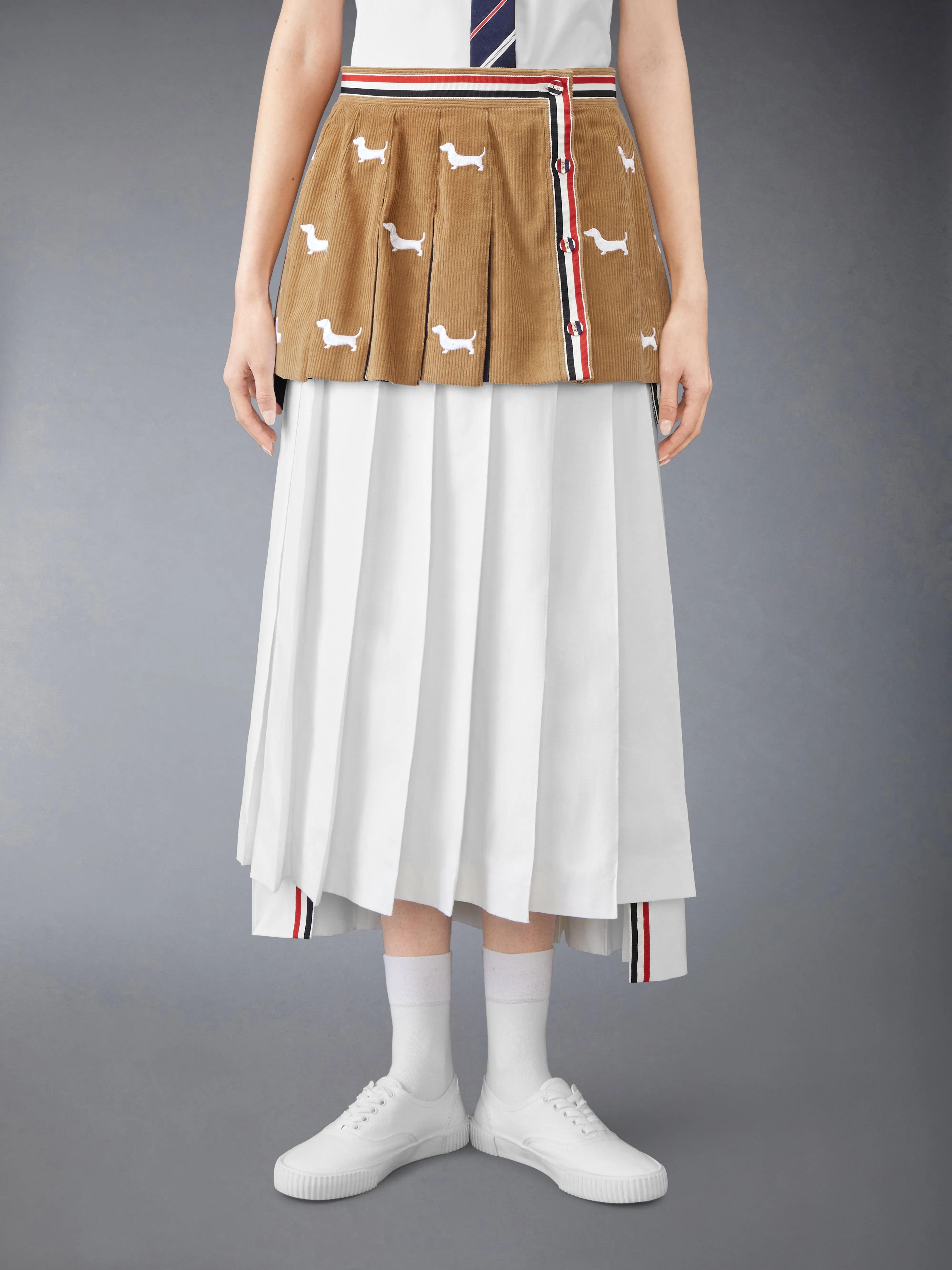 CORDUROY MINI PLEATED HECTOR SKIRT sold by Thom Browne