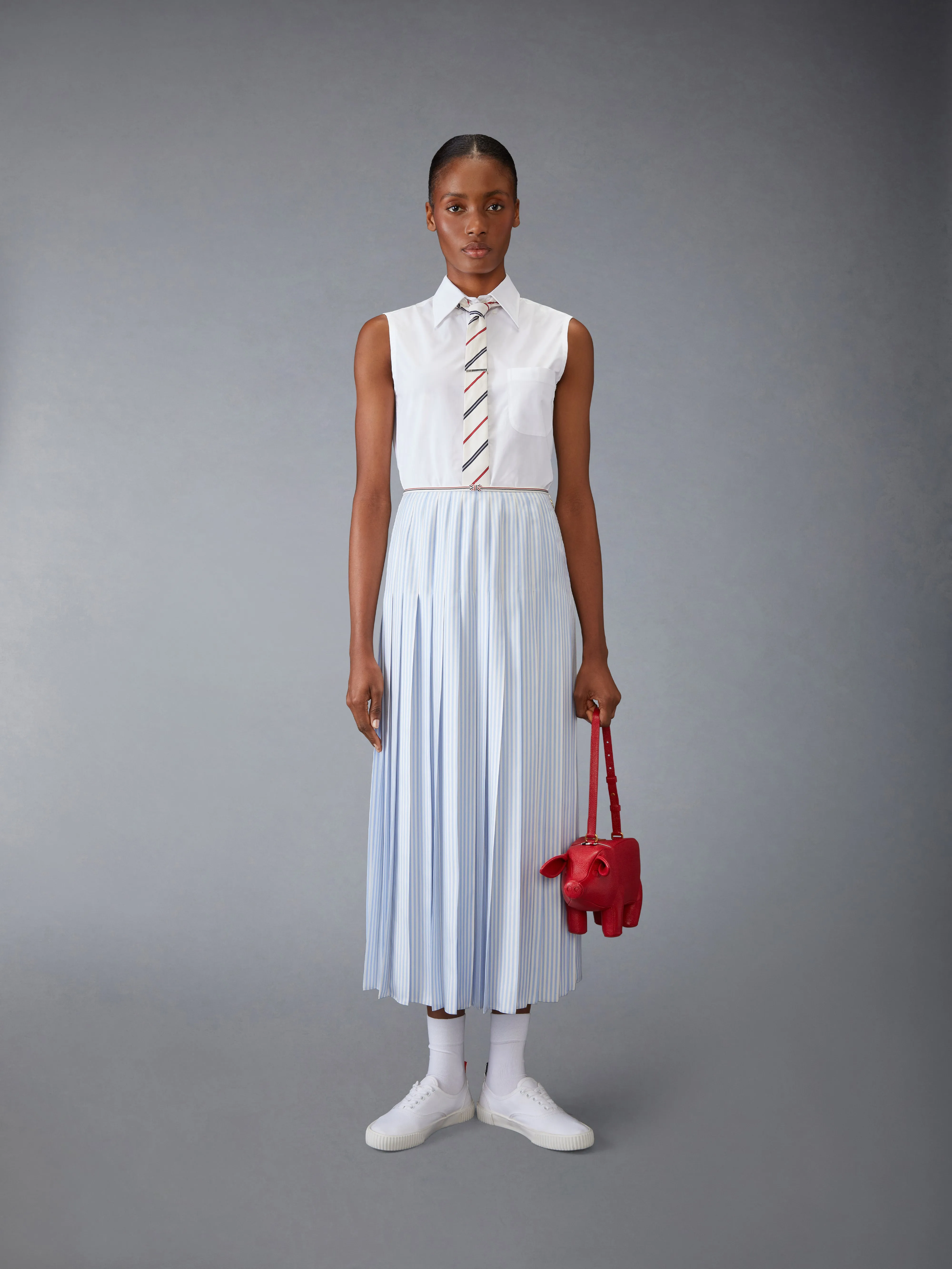 SILK TWILL PLEATED SKIRT sold by Thom Browne product image thumbnail 4