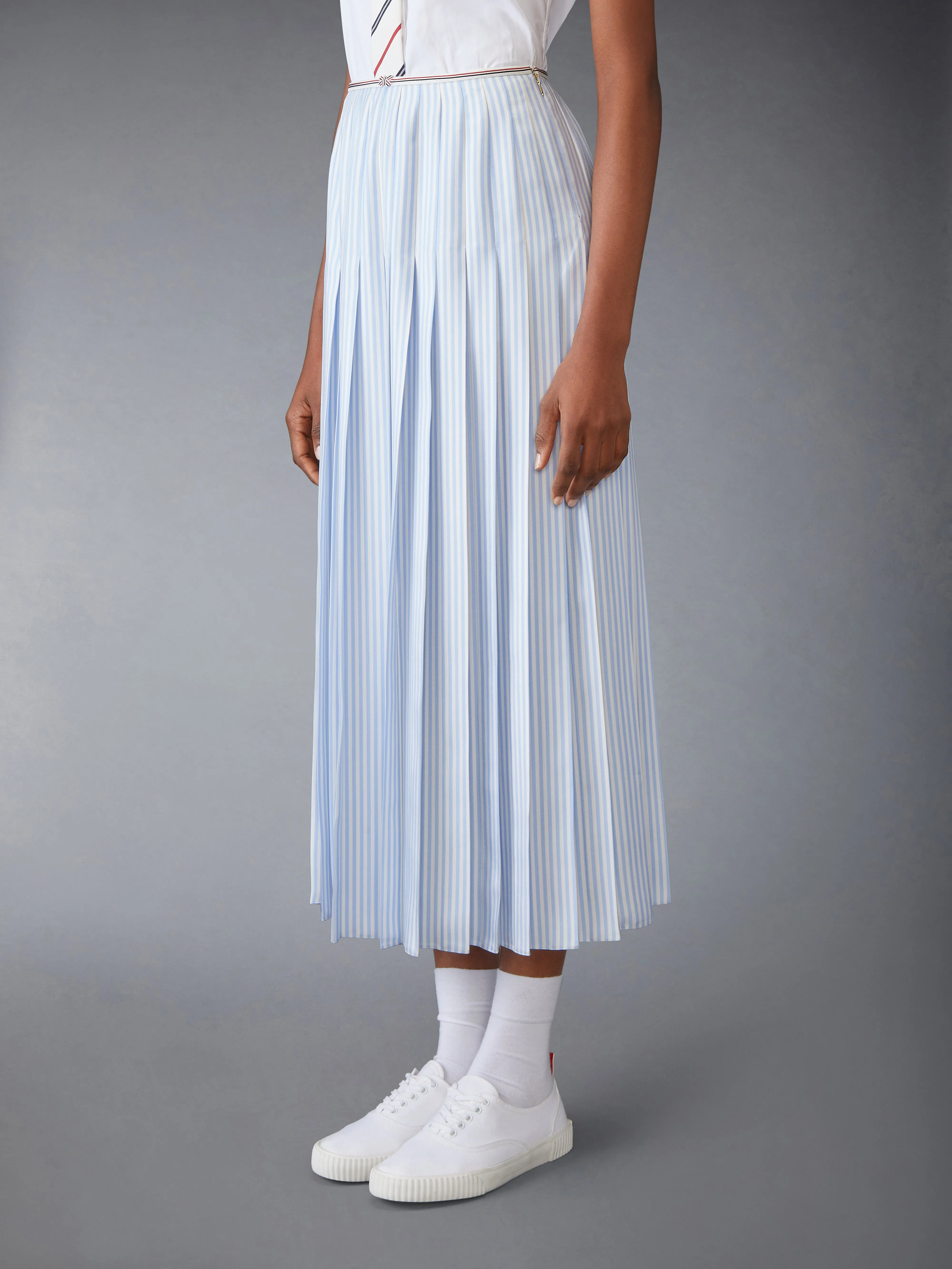 SILK TWILL PLEATED SKIRT sold by Thom Browne product image thumbnail 2