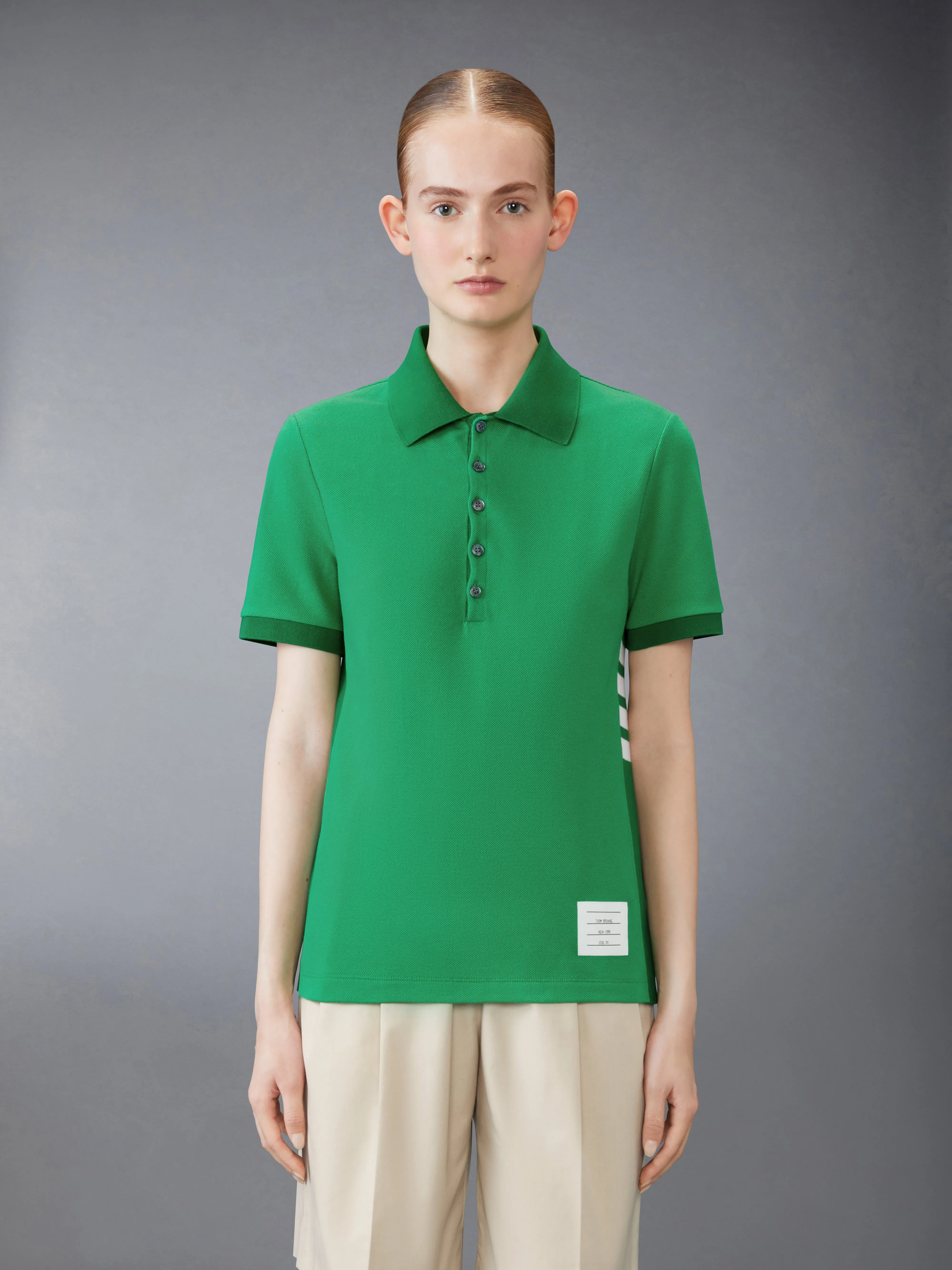 CLASSIC PIQUE 4-BAR POLO sold by Thom Browne