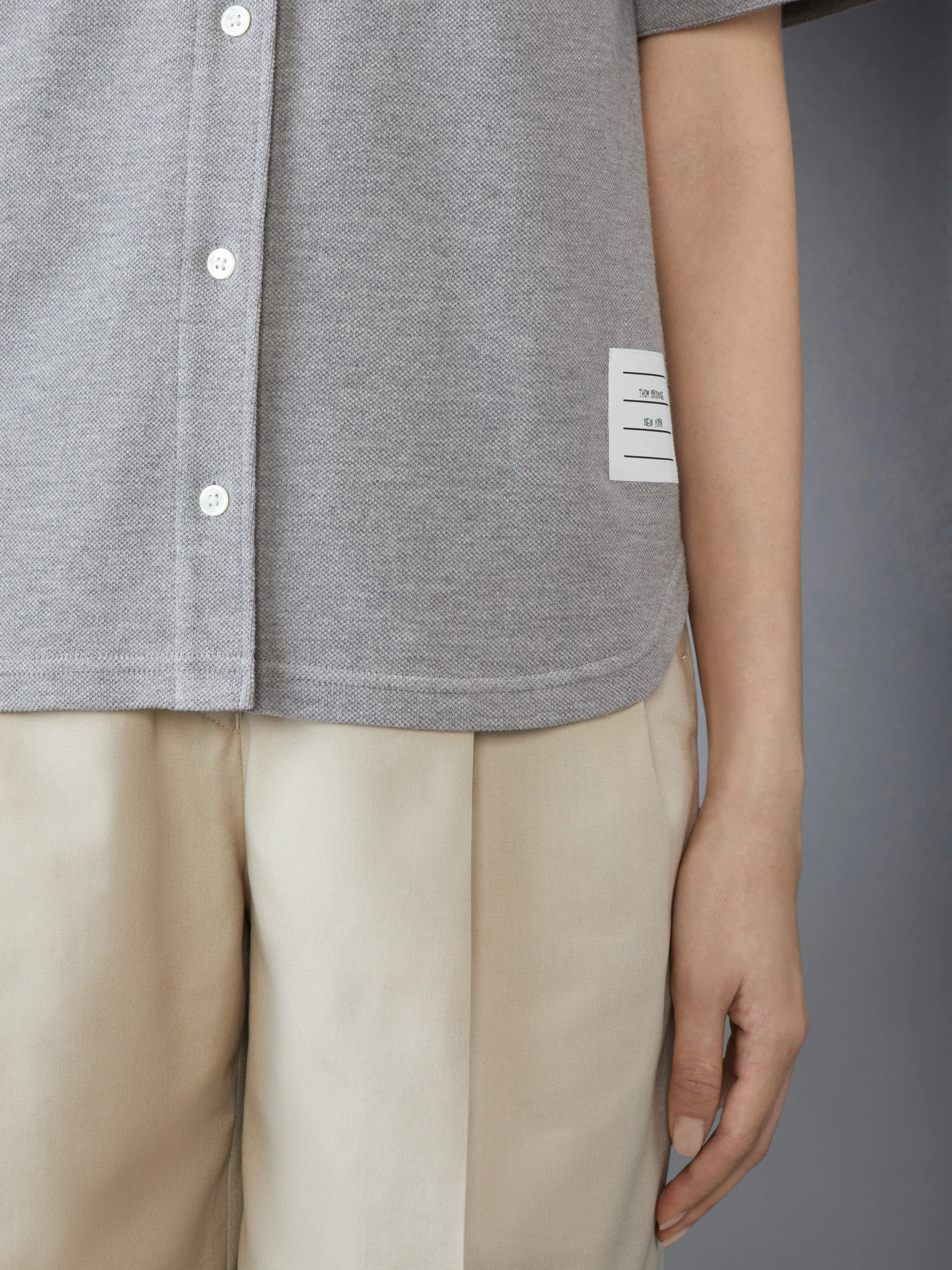 COTTON PIQUE SHORT SLEEVE SHIRT sold by Thom Browne product image thumbnail 5