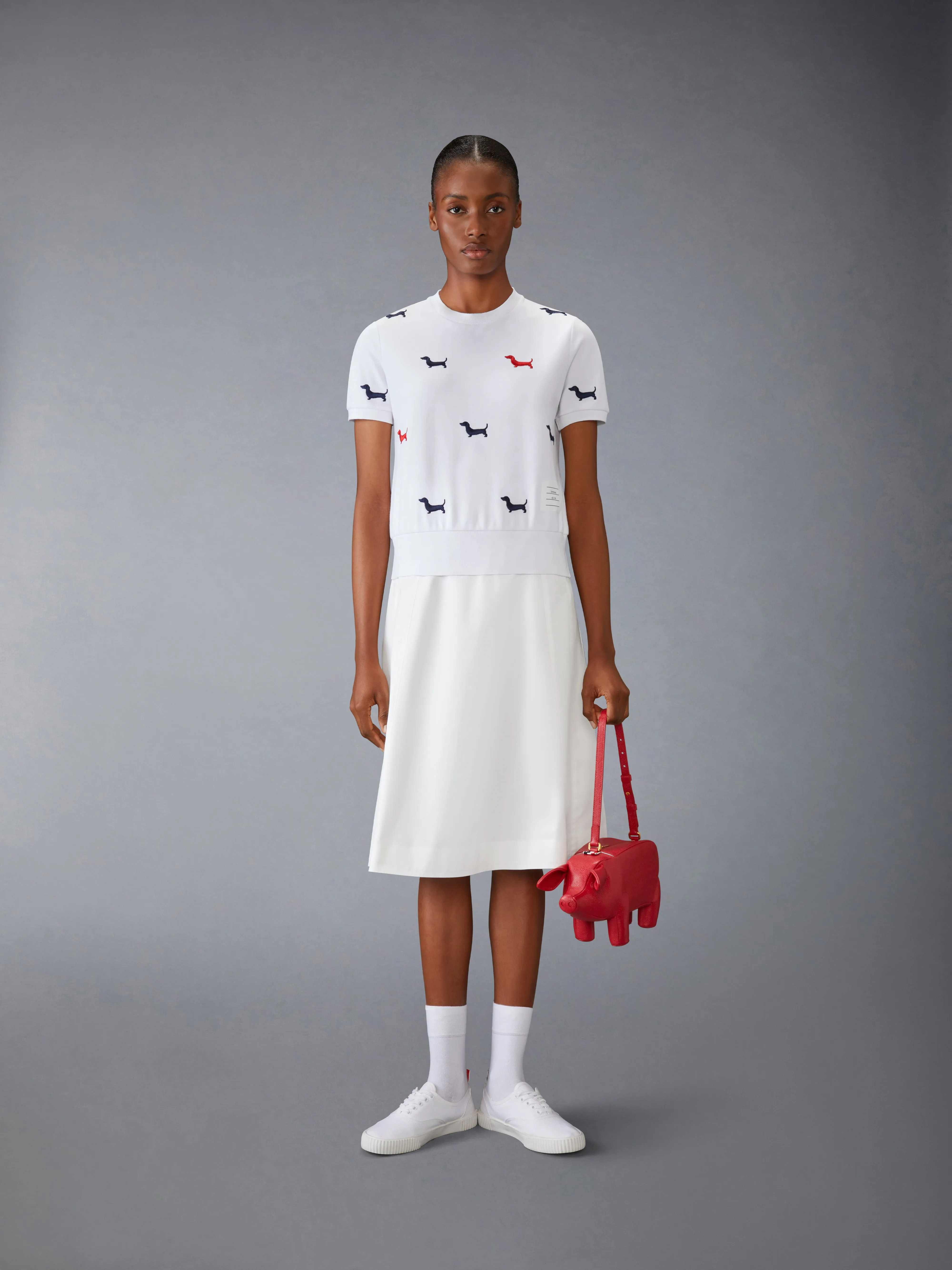 COTTON MILANO SHORT SLEEVE HECTOR TEE sold by Thom Browne product image thumbnail 3