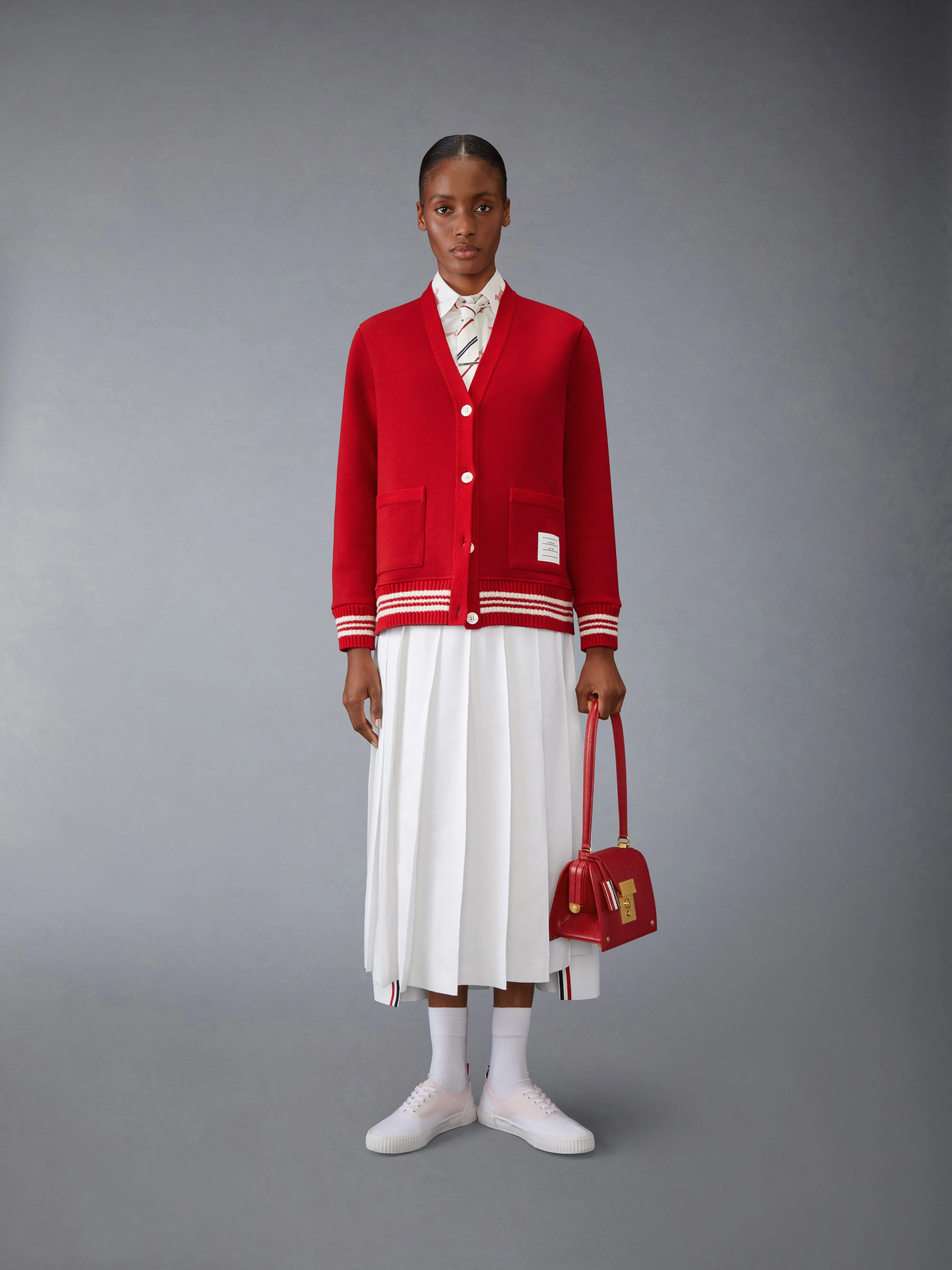 LOOPBACK V NECK CARDIGAN sold by Thom Browne product image thumbnail 3