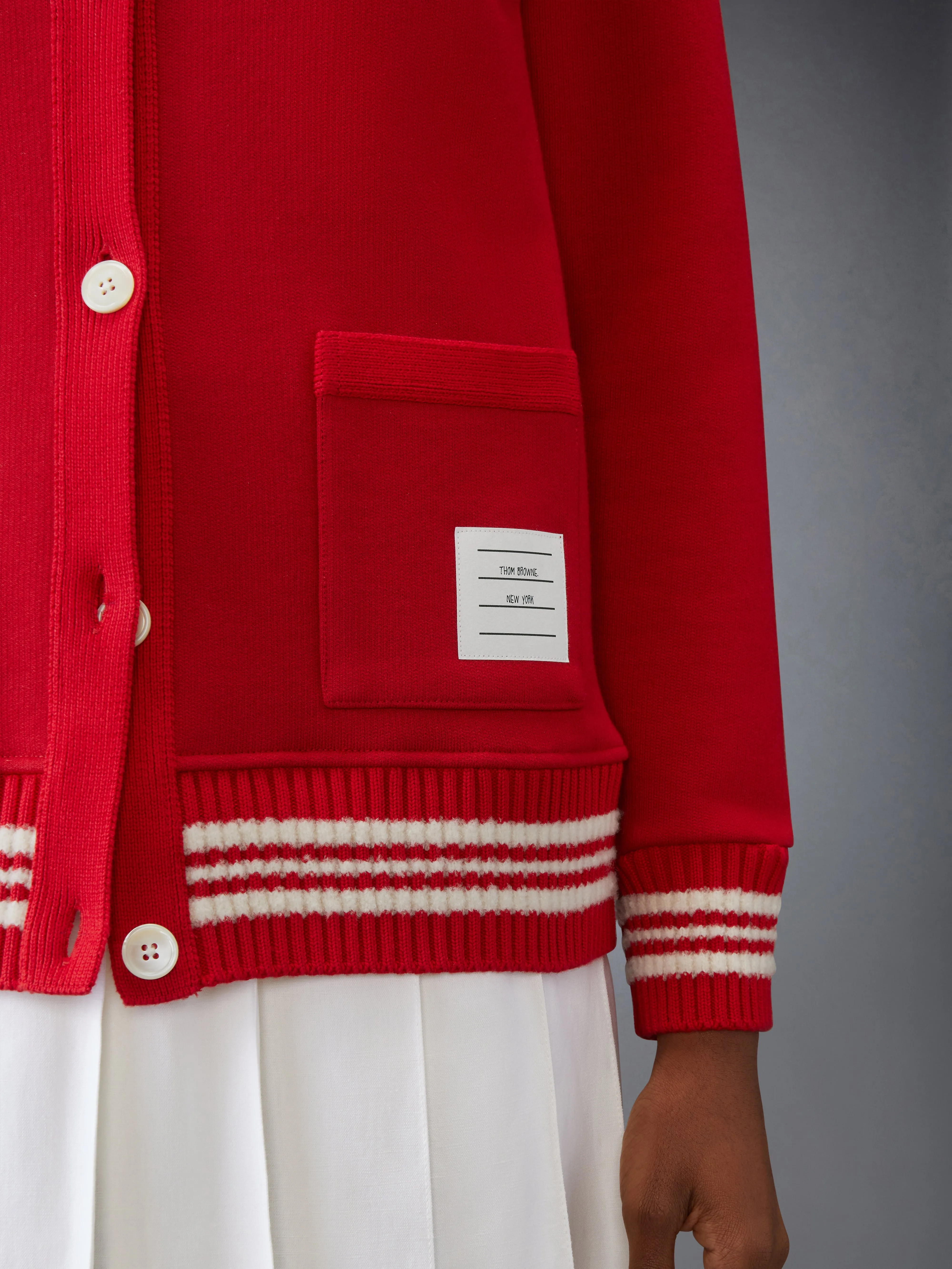 LOOPBACK V NECK CARDIGAN sold by Thom Browne product image thumbnail 4