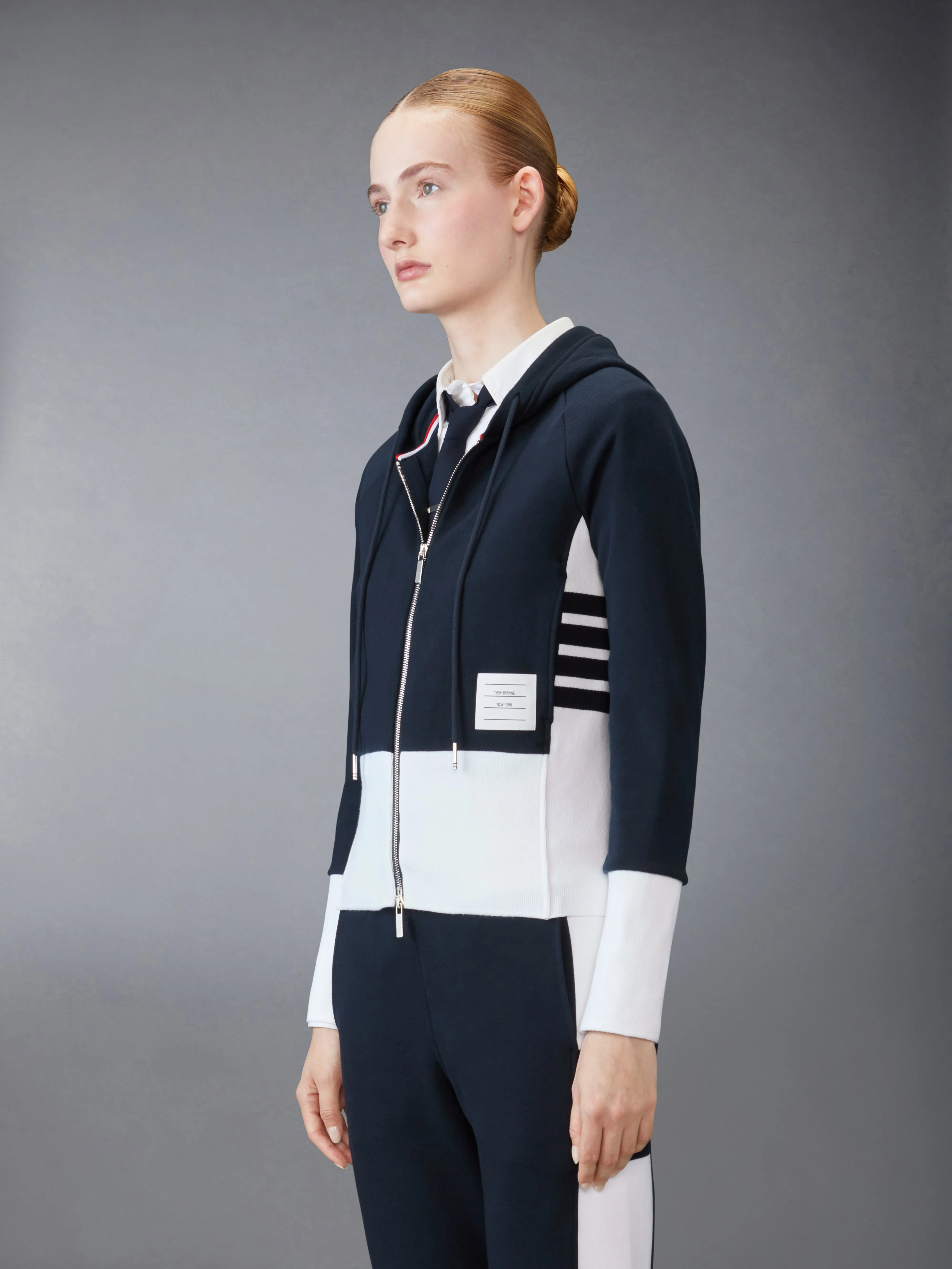CLASSIC LOOPBACK 4-BAR ZIP UP HOODIE sold by Thom Browne product image thumbnail 2