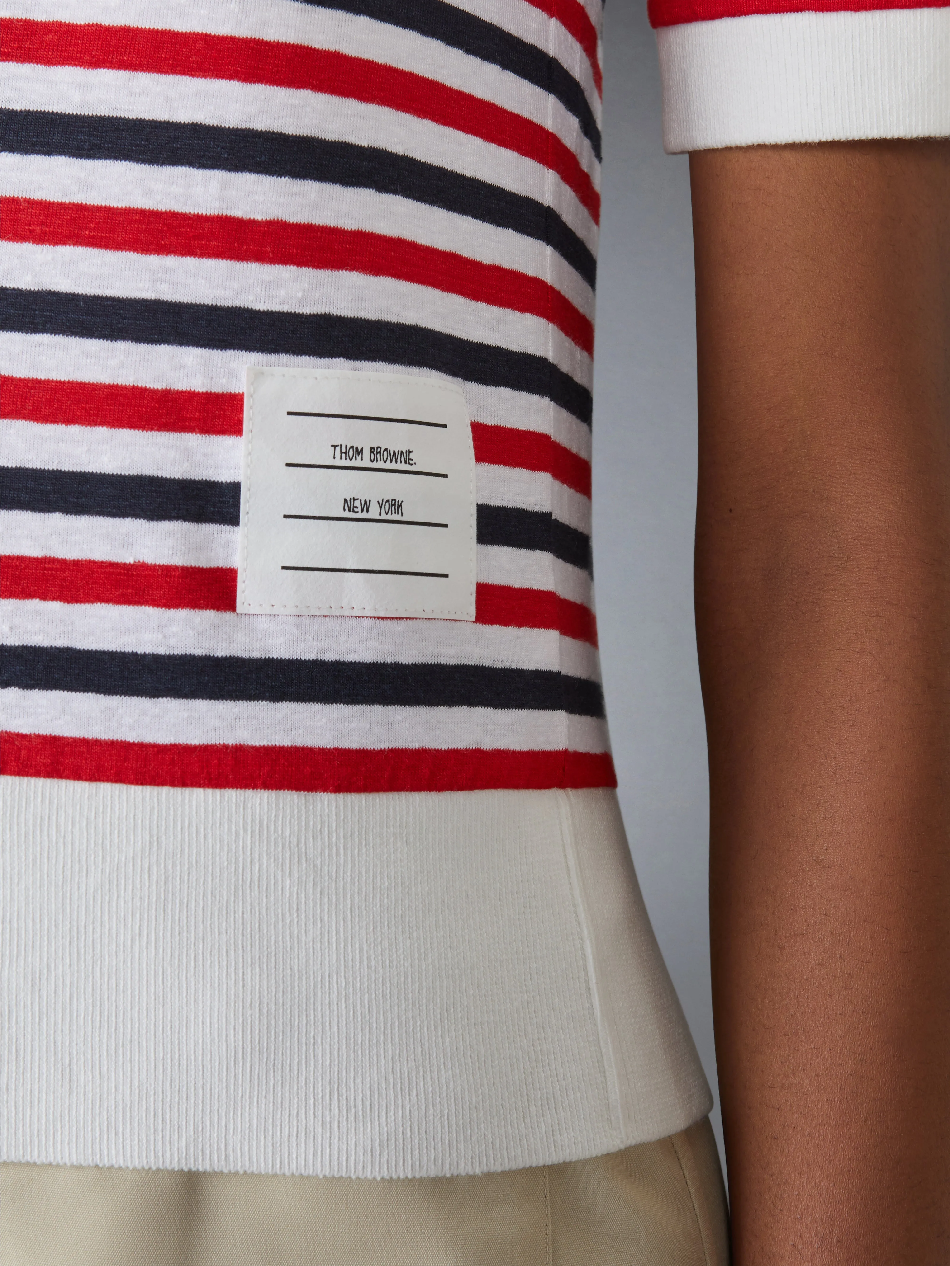 LINEN JERSEY V NECK CARDIGAN sold by Thom Browne product image thumbnail 4