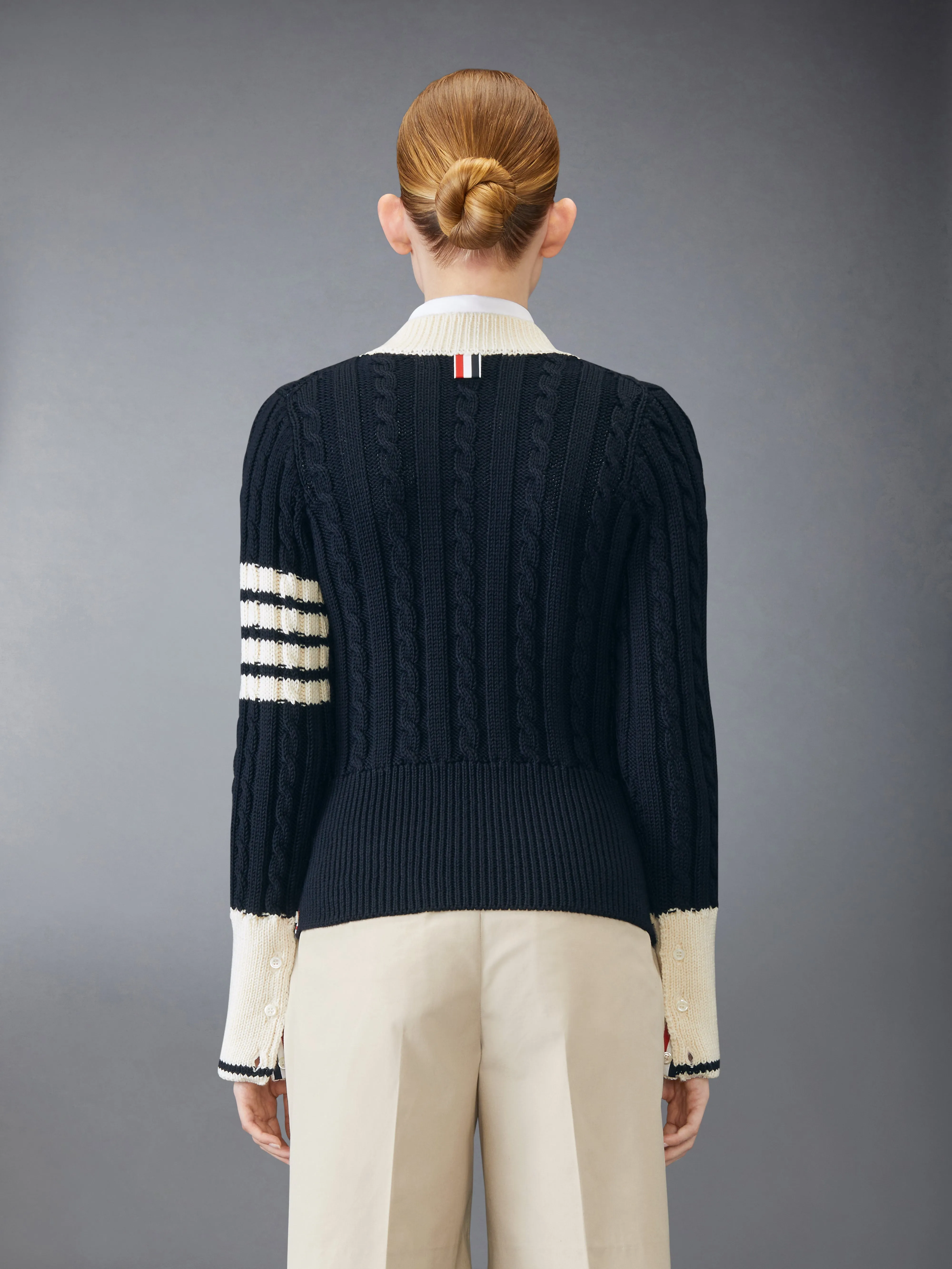 CLASSIC MERINO WOOL V NECK PULLOVER sold by Thom Browne product image thumbnail 2