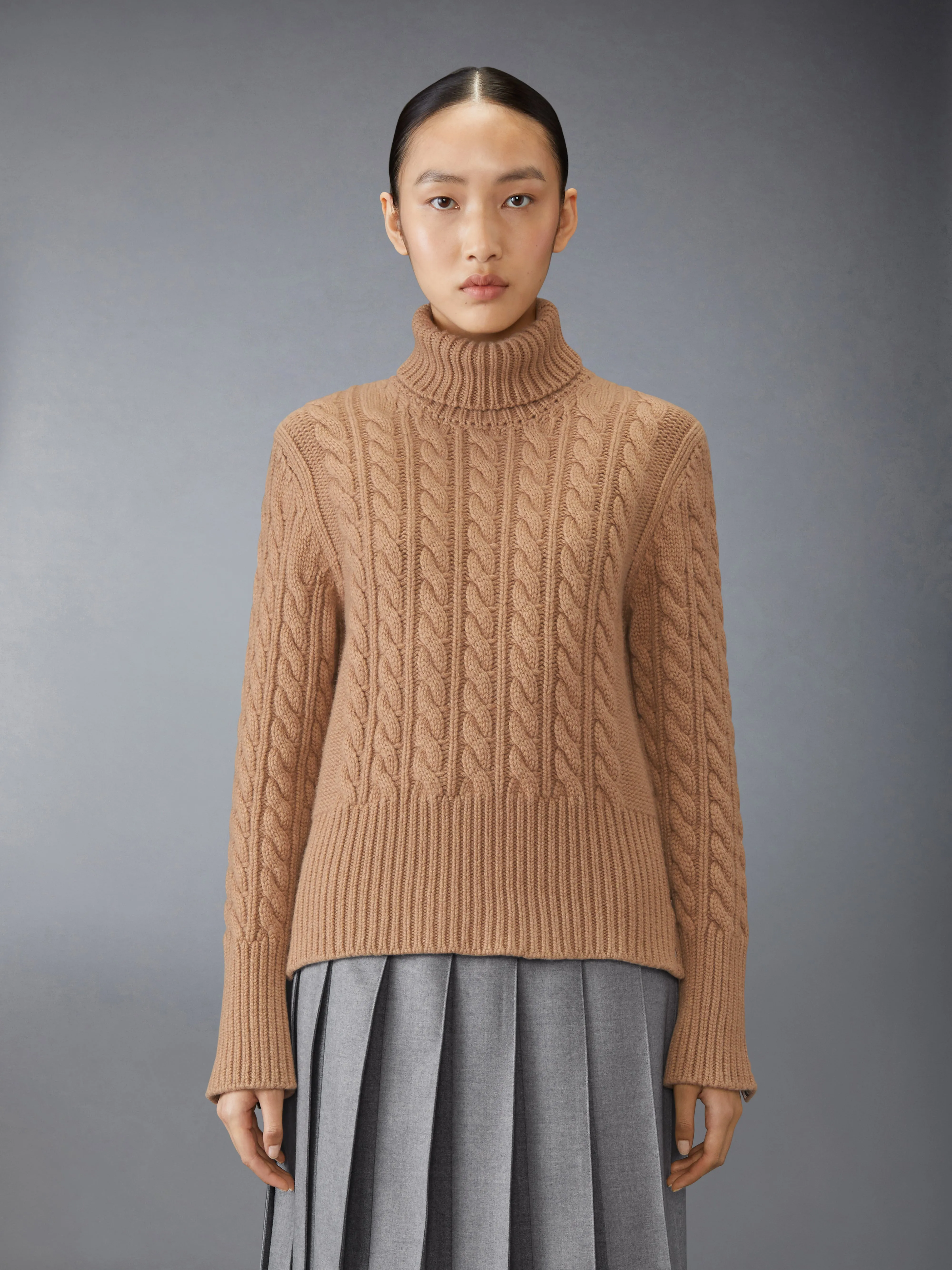 CLASSIC CASHMERE CABLE TURTLE NECK sold by Thom Browne