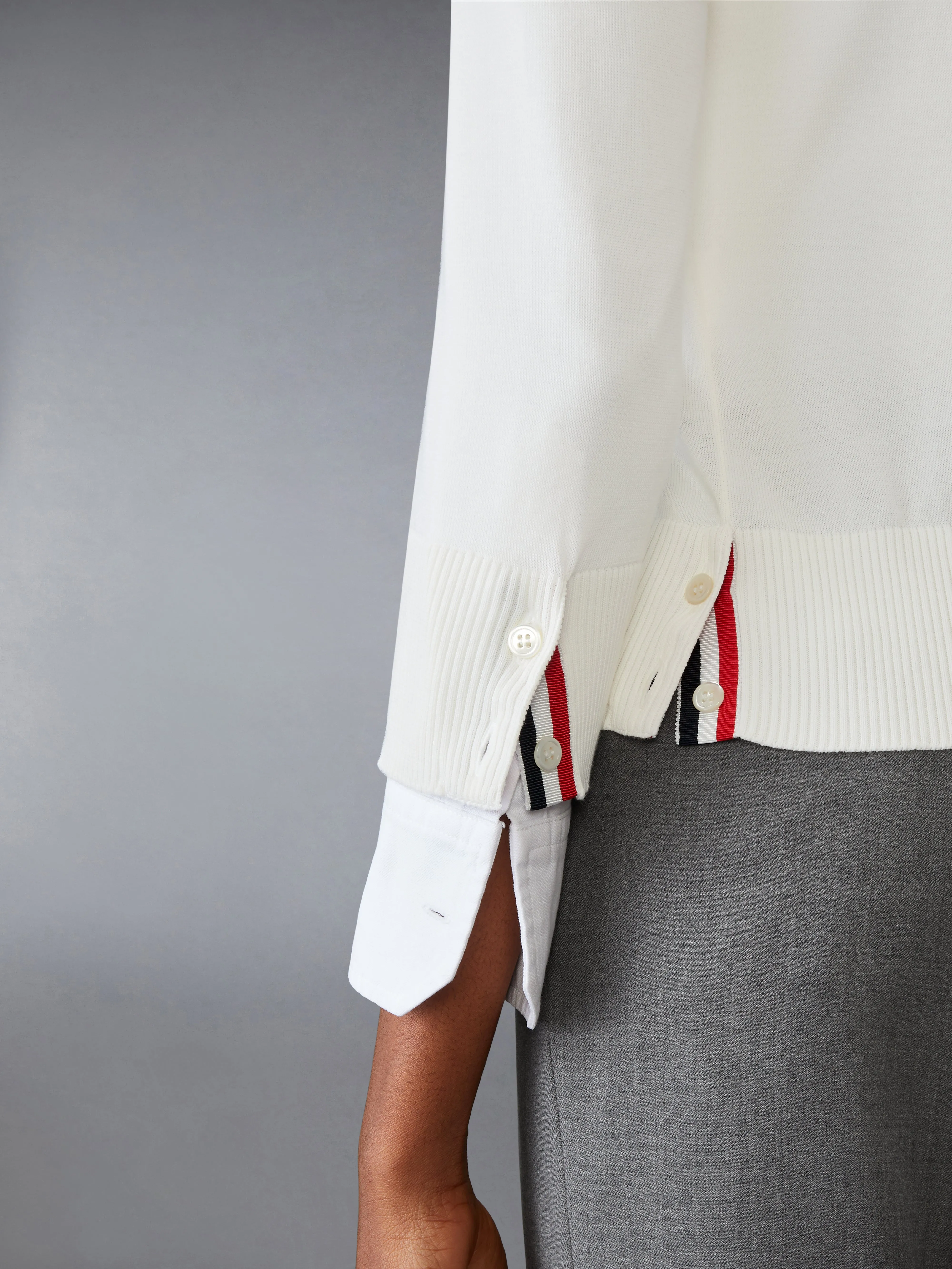 COTTON 4-BAR V NECK CARDIGAN sold by Thom Browne product image thumbnail 4