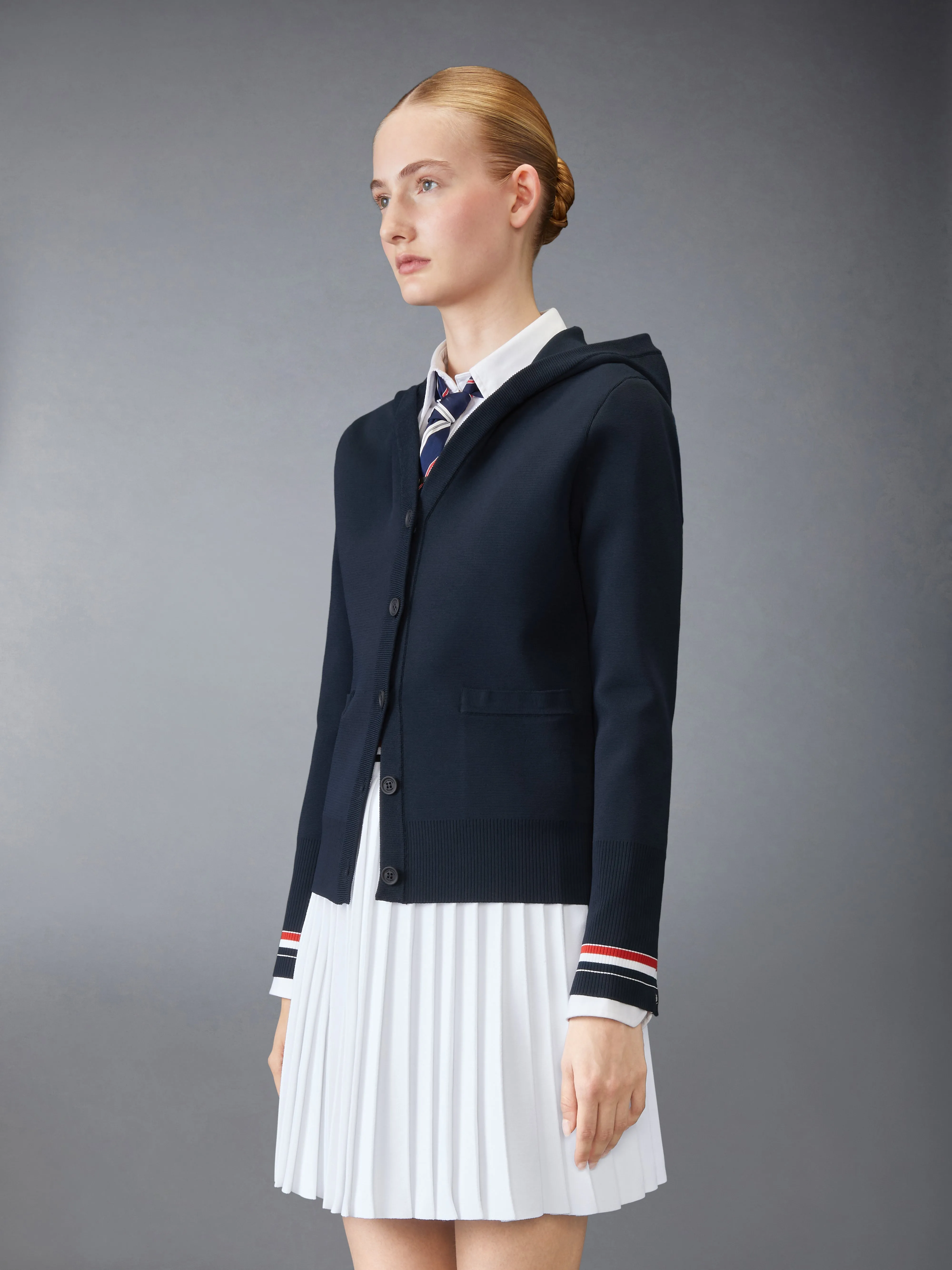 VISCOSE CARDIGAN HOODIE sold by Thom Browne product image thumbnail 2
