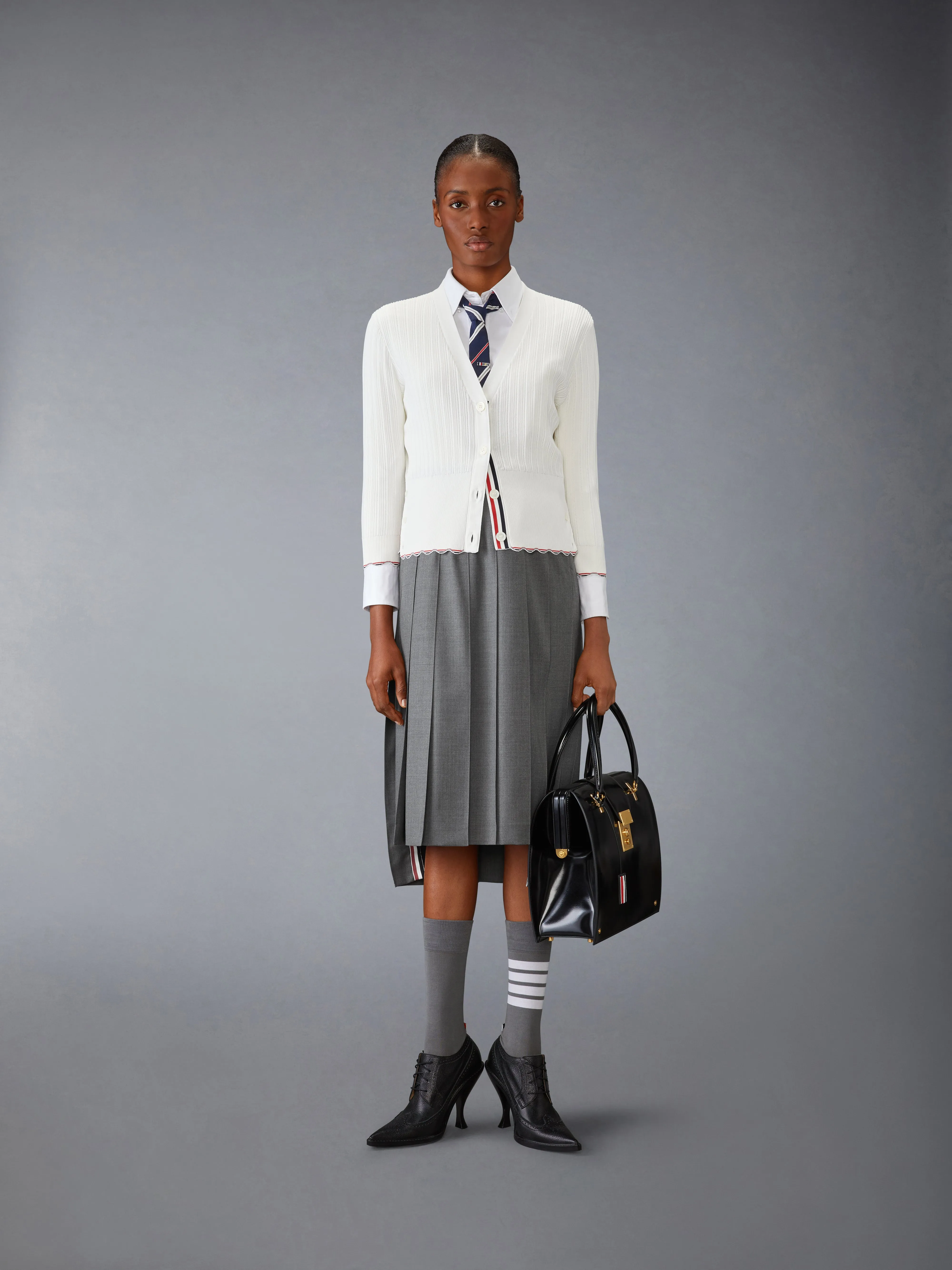 SILK COTTON V NECK CARDIGAN sold by Thom Browne product image thumbnail 3