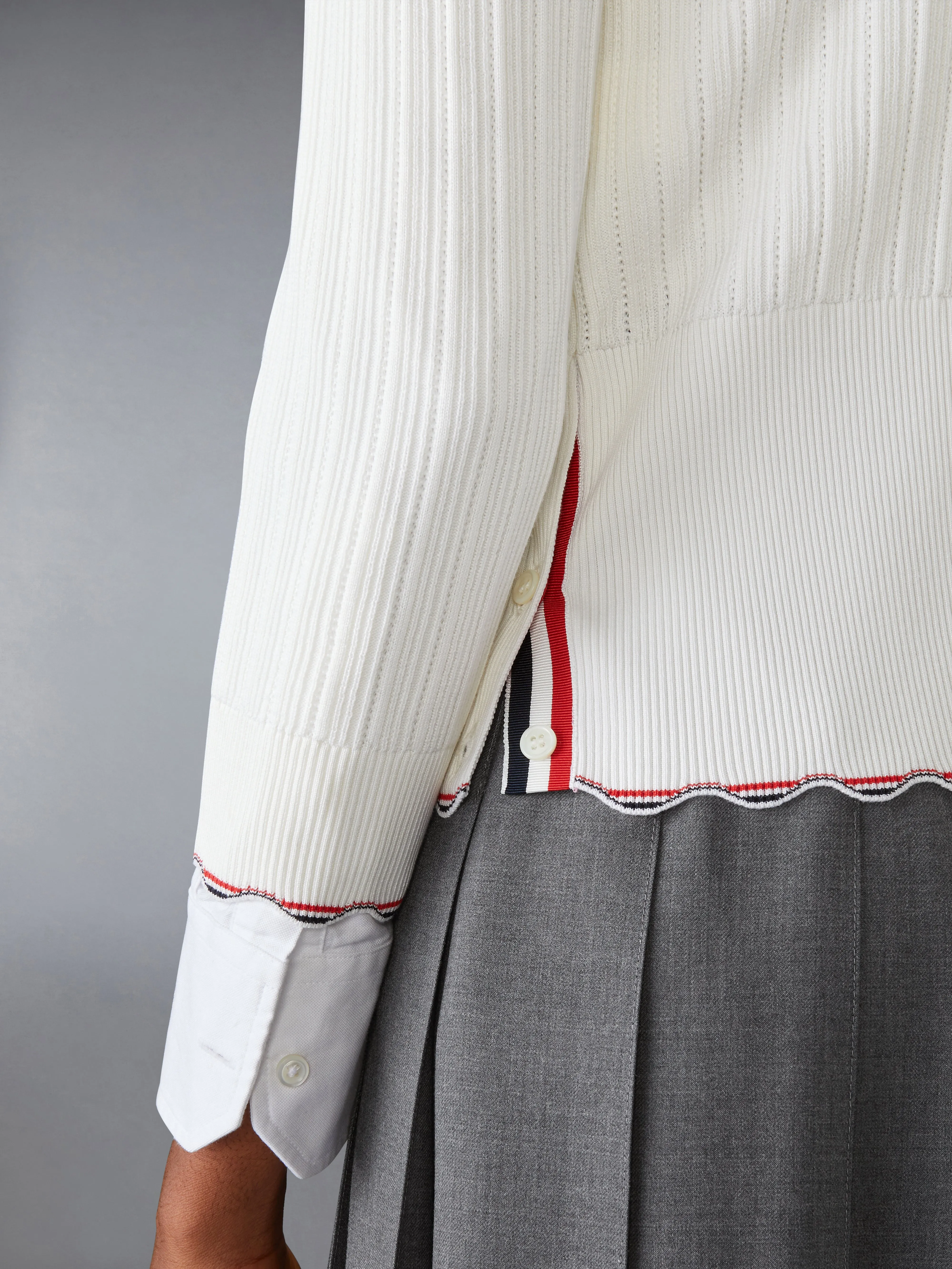SILK COTTON V NECK CARDIGAN sold by Thom Browne product image thumbnail 4