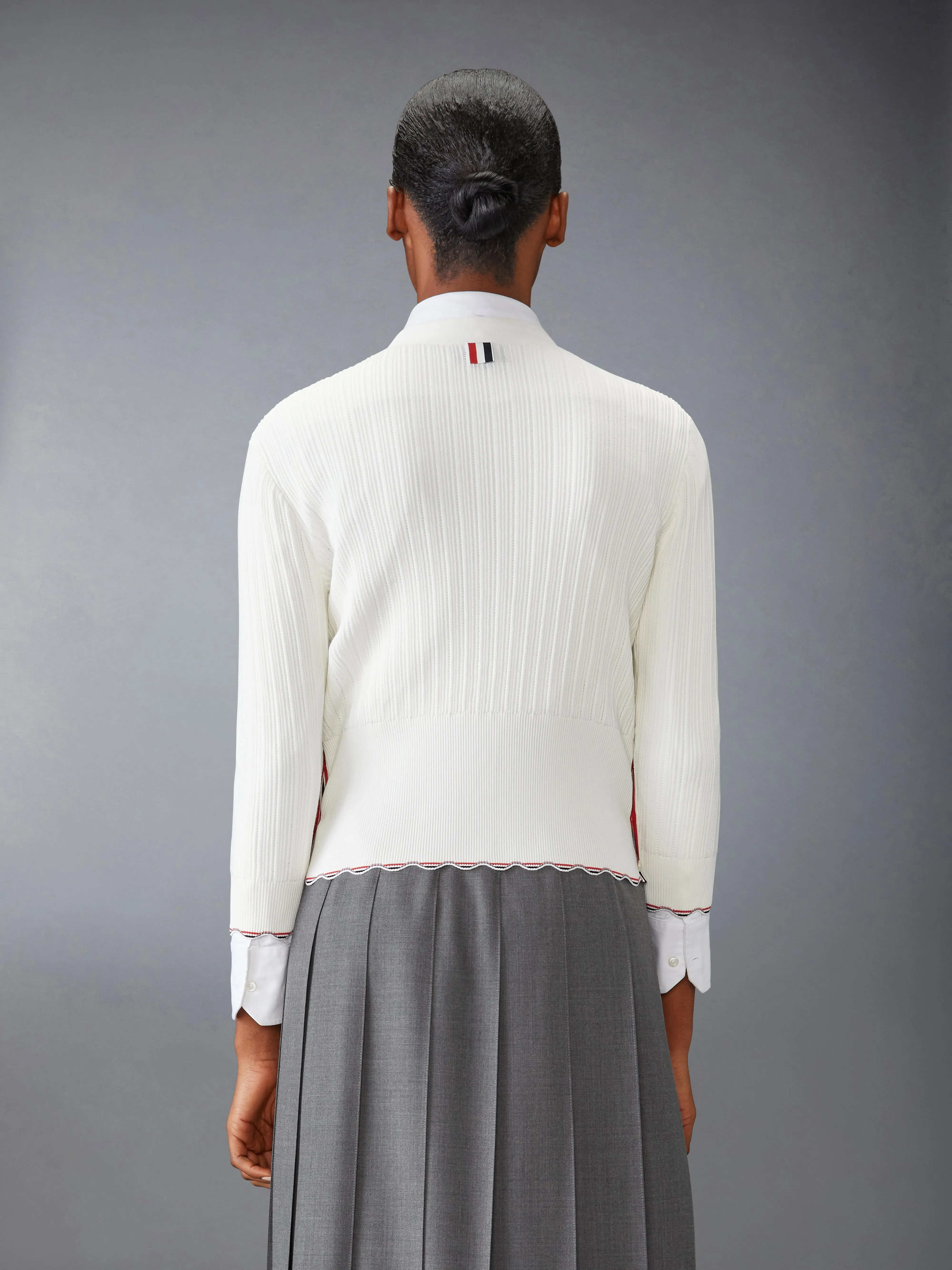 SILK COTTON V NECK CARDIGAN sold by Thom Browne product image thumbnail 2