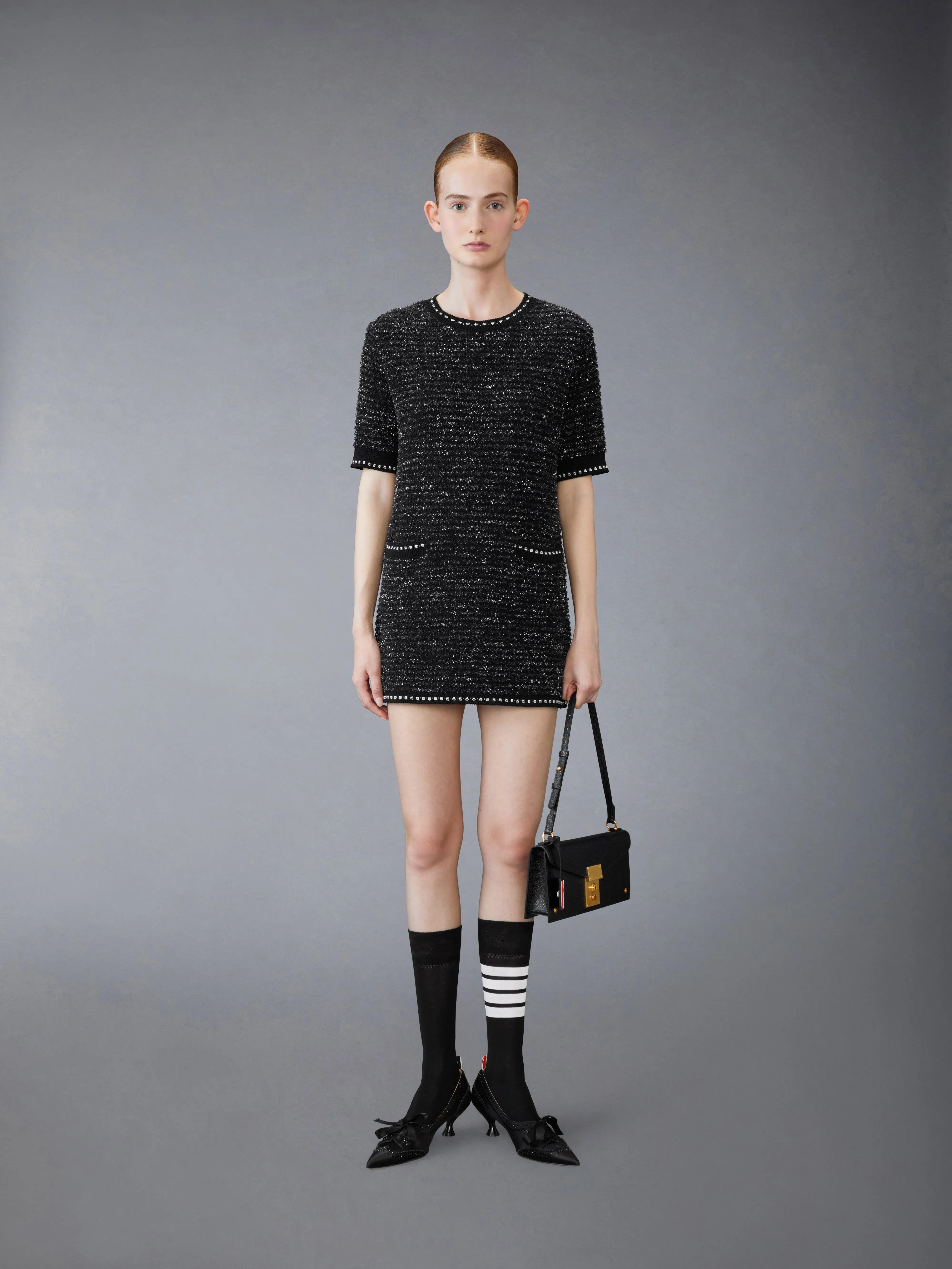 EYELASH TWEED JACQUARD MINI DRESS sold by Thom Browne product image thumbnail 4