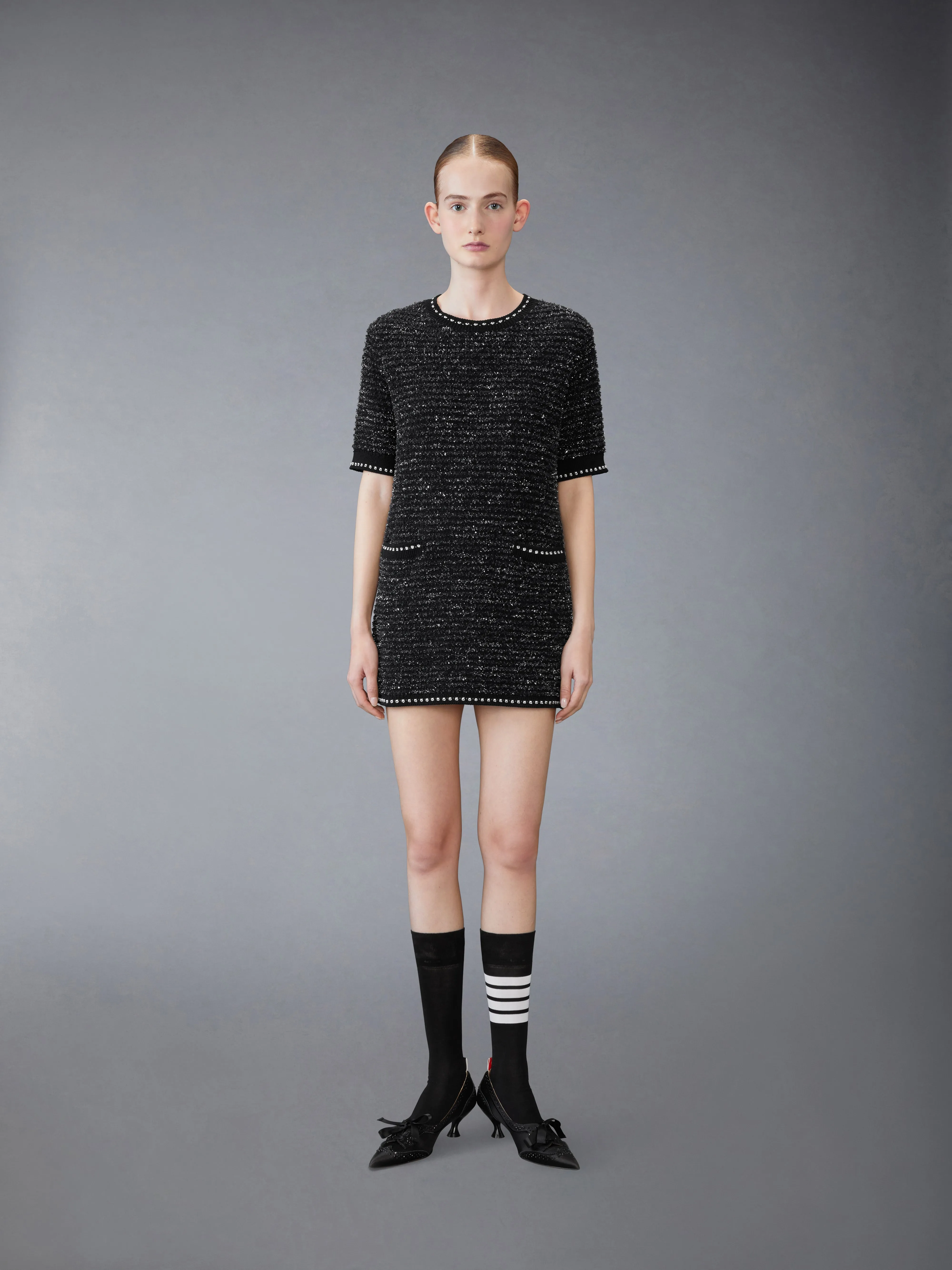 EYELASH TWEED JACQUARD MINI DRESS sold by Thom Browne