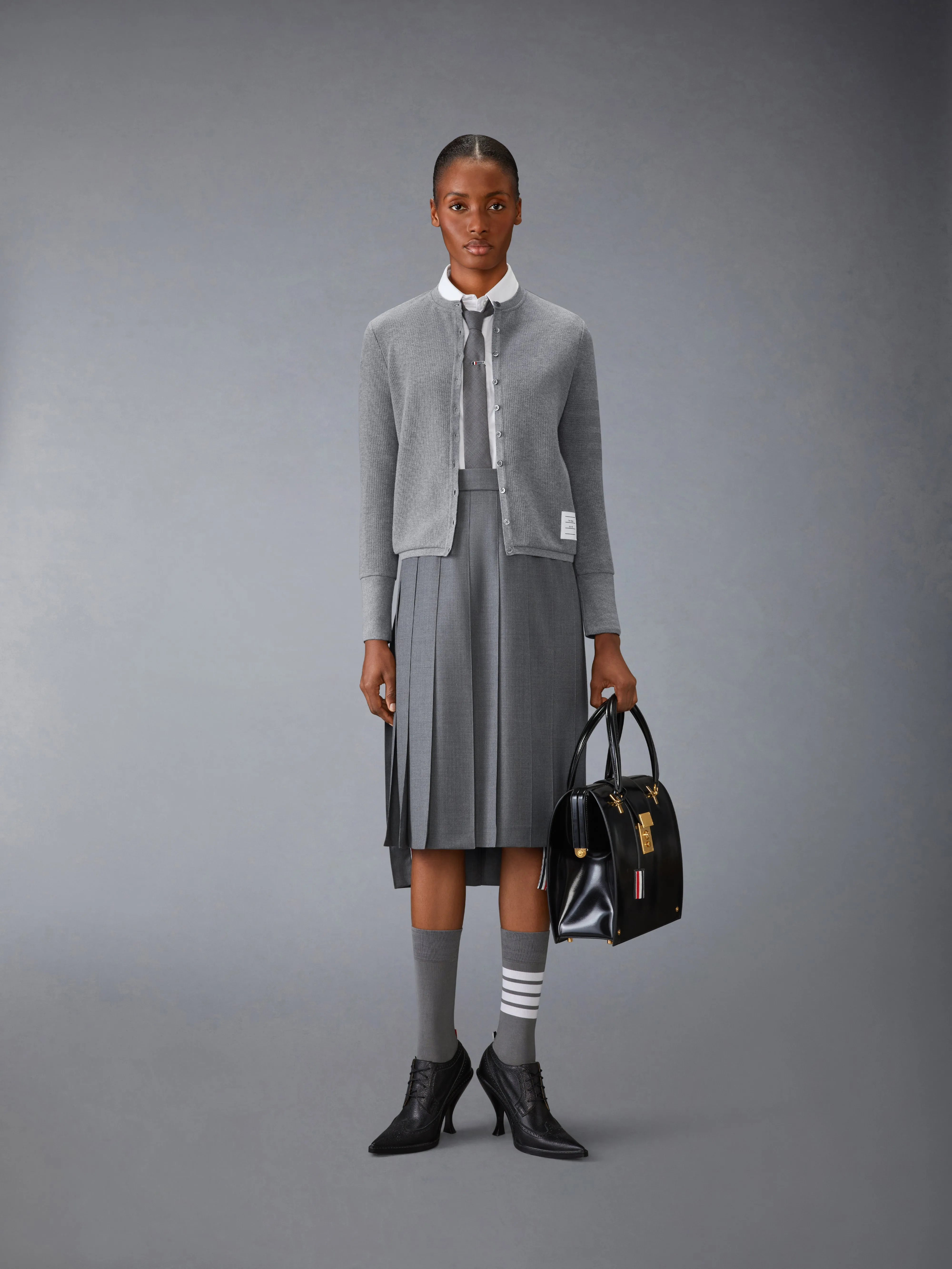 COTTON WOOL 4-BAR CROPPED DUFFLE JACKET sold by Thom Browne product image thumbnail 3