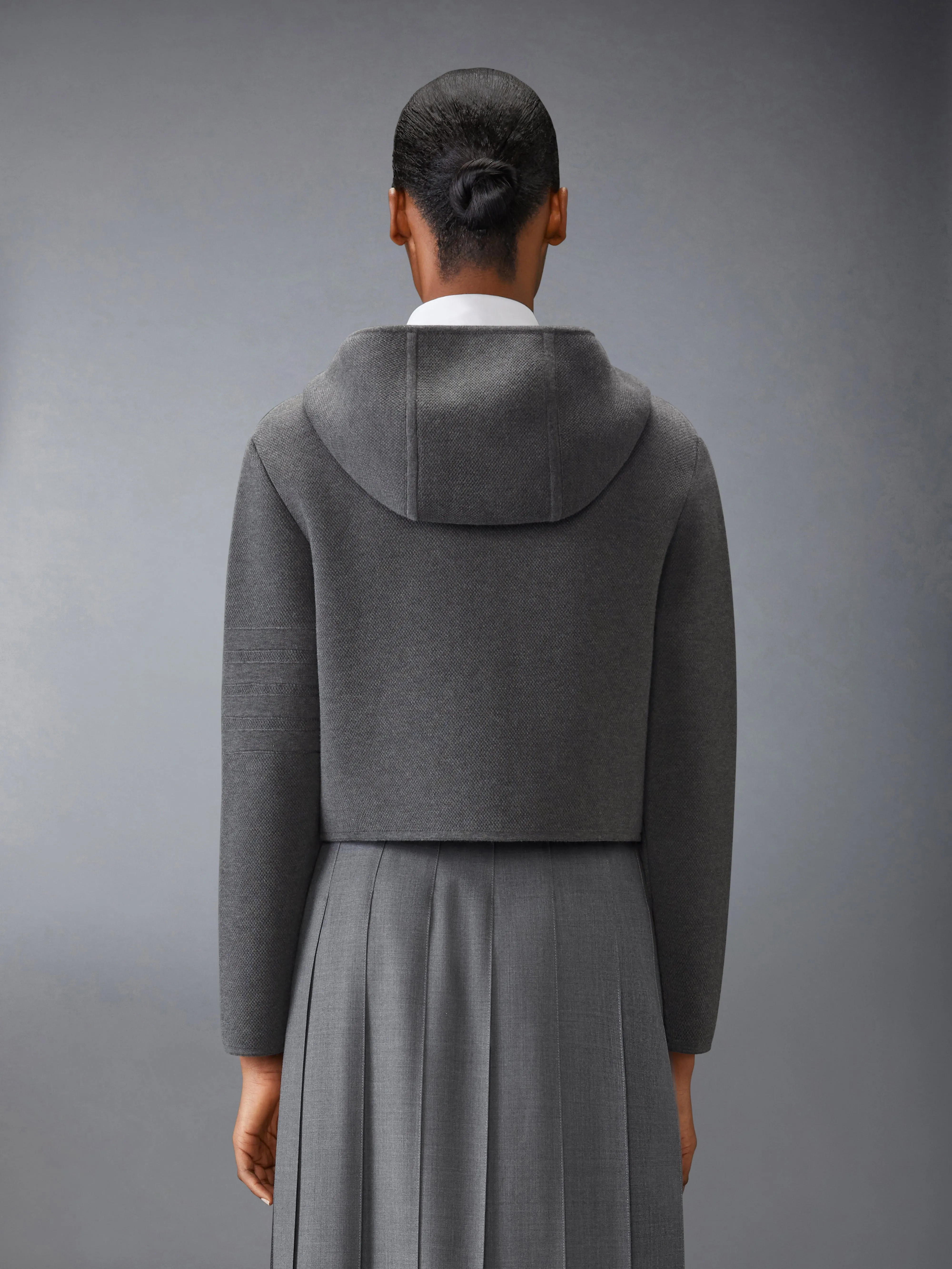 COTTON WOOL 4-BAR CROPPED DUFFLE JACKET sold by Thom Browne product image thumbnail 2