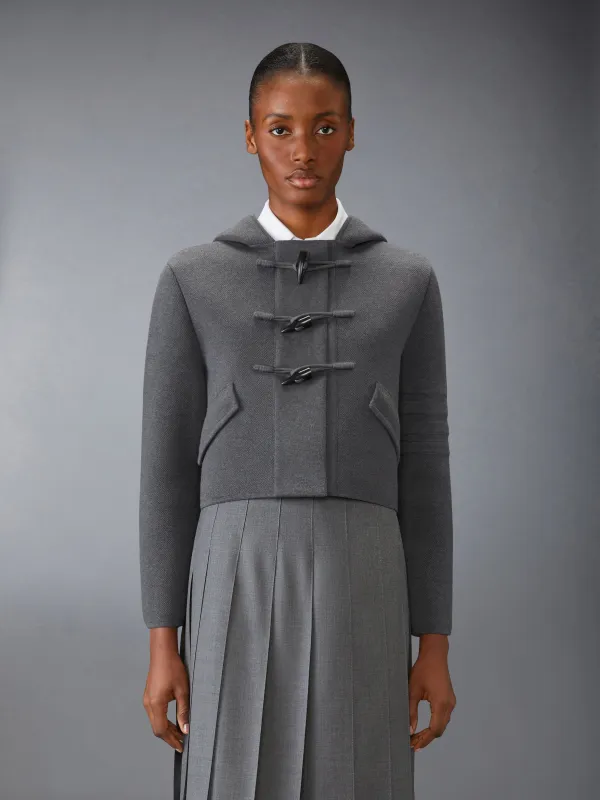 COTTON WOOL 4-BAR CROPPED DUFFLE JACKET sold by Thom Browne