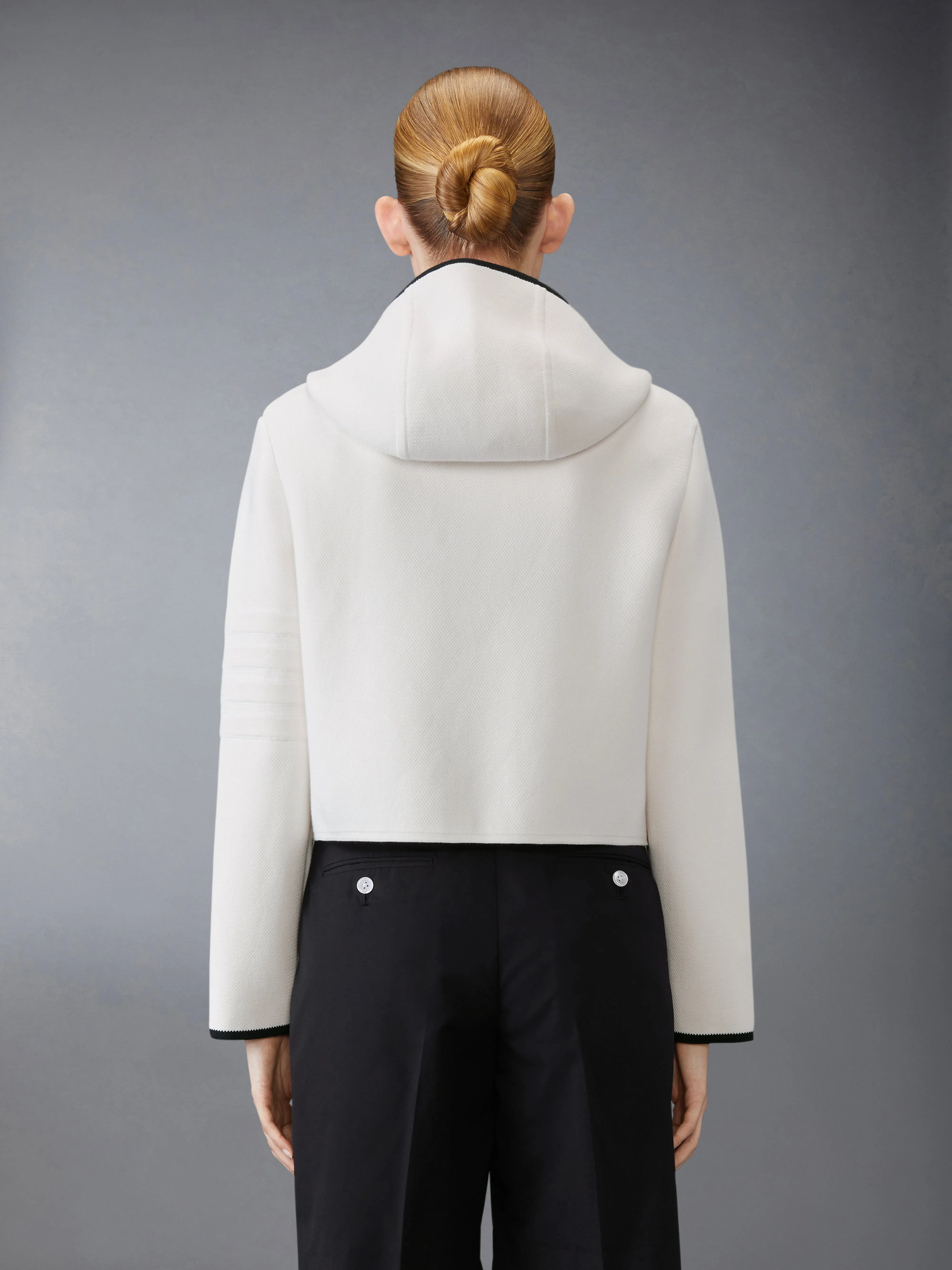 COTTON WOOL 4-BAR CROPPED DUFFLE JACKET sold by Thom Browne product image thumbnail 2