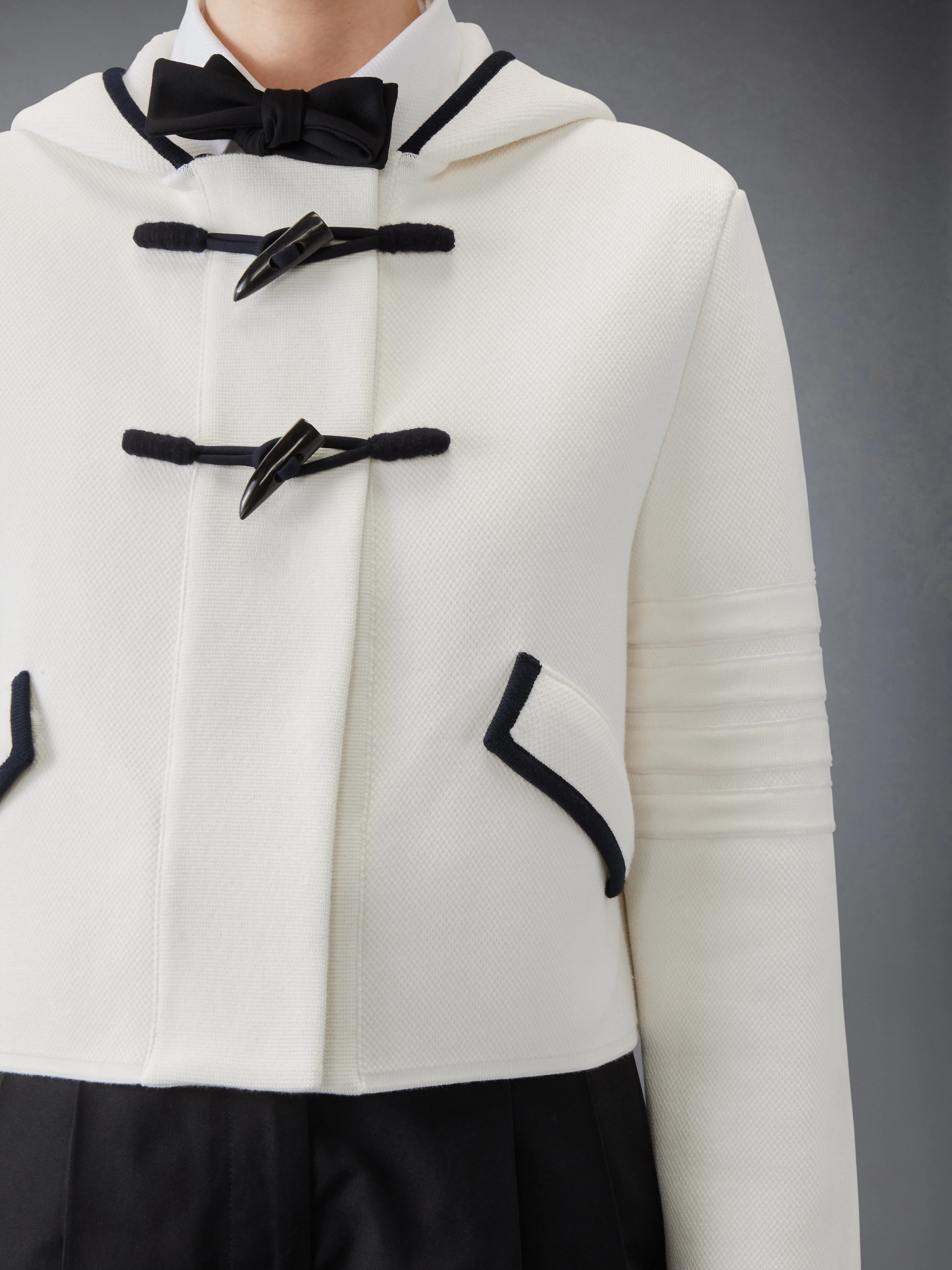 COTTON WOOL 4-BAR CROPPED DUFFLE JACKET sold by Thom Browne product image thumbnail 5