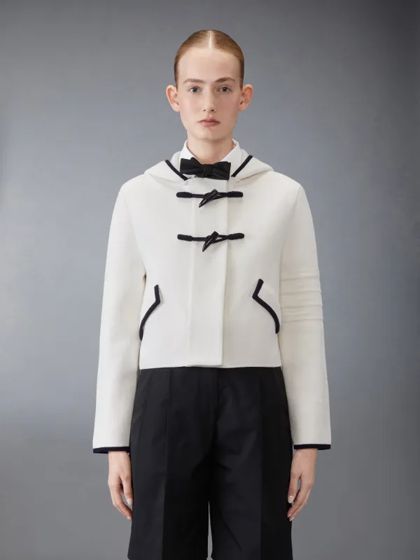 COTTON WOOL 4-BAR CROPPED DUFFLE JACKET sold by Thom Browne