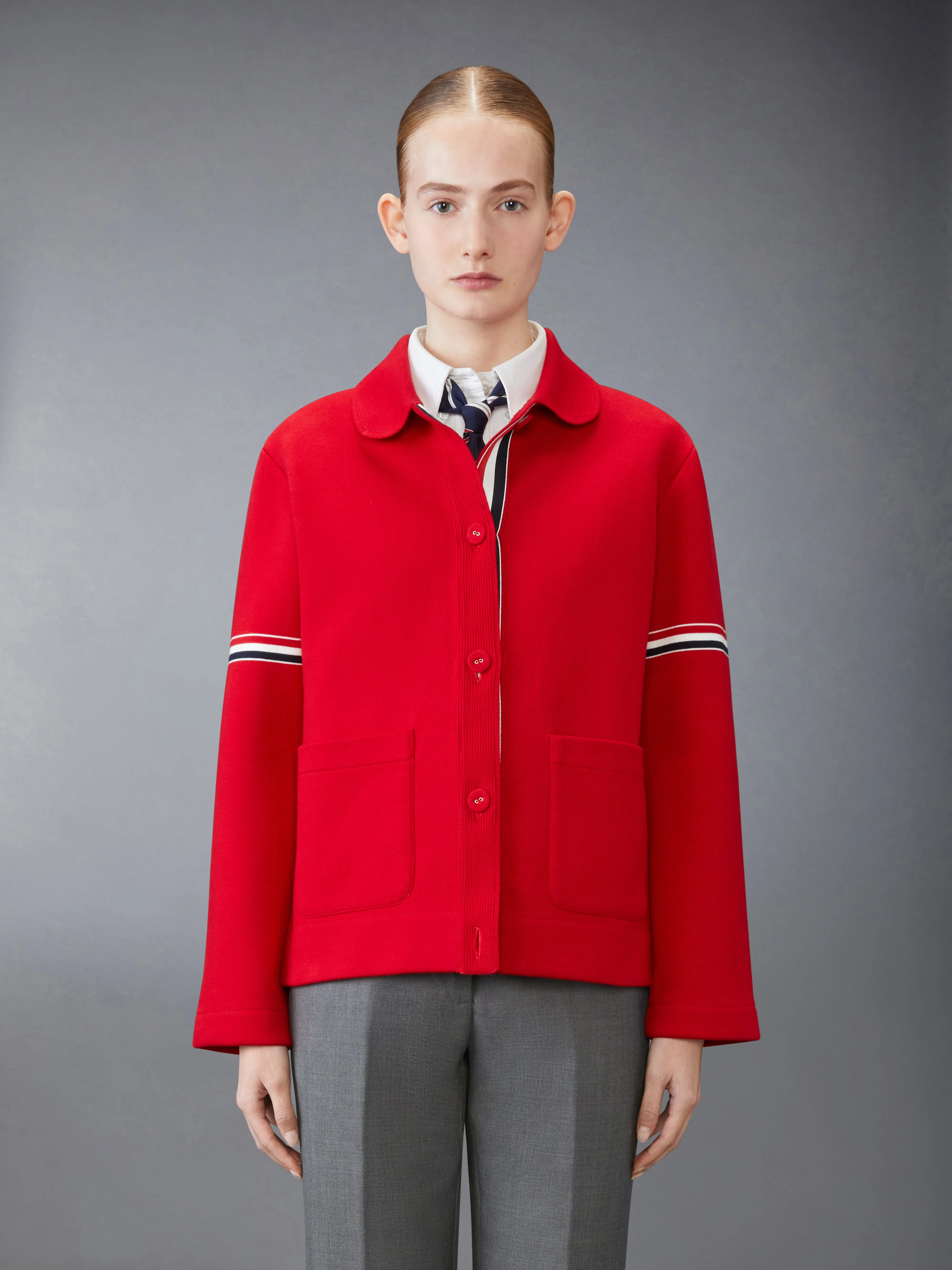 COTTON LOOPBACK WORK JACKET sold by Thom Browne