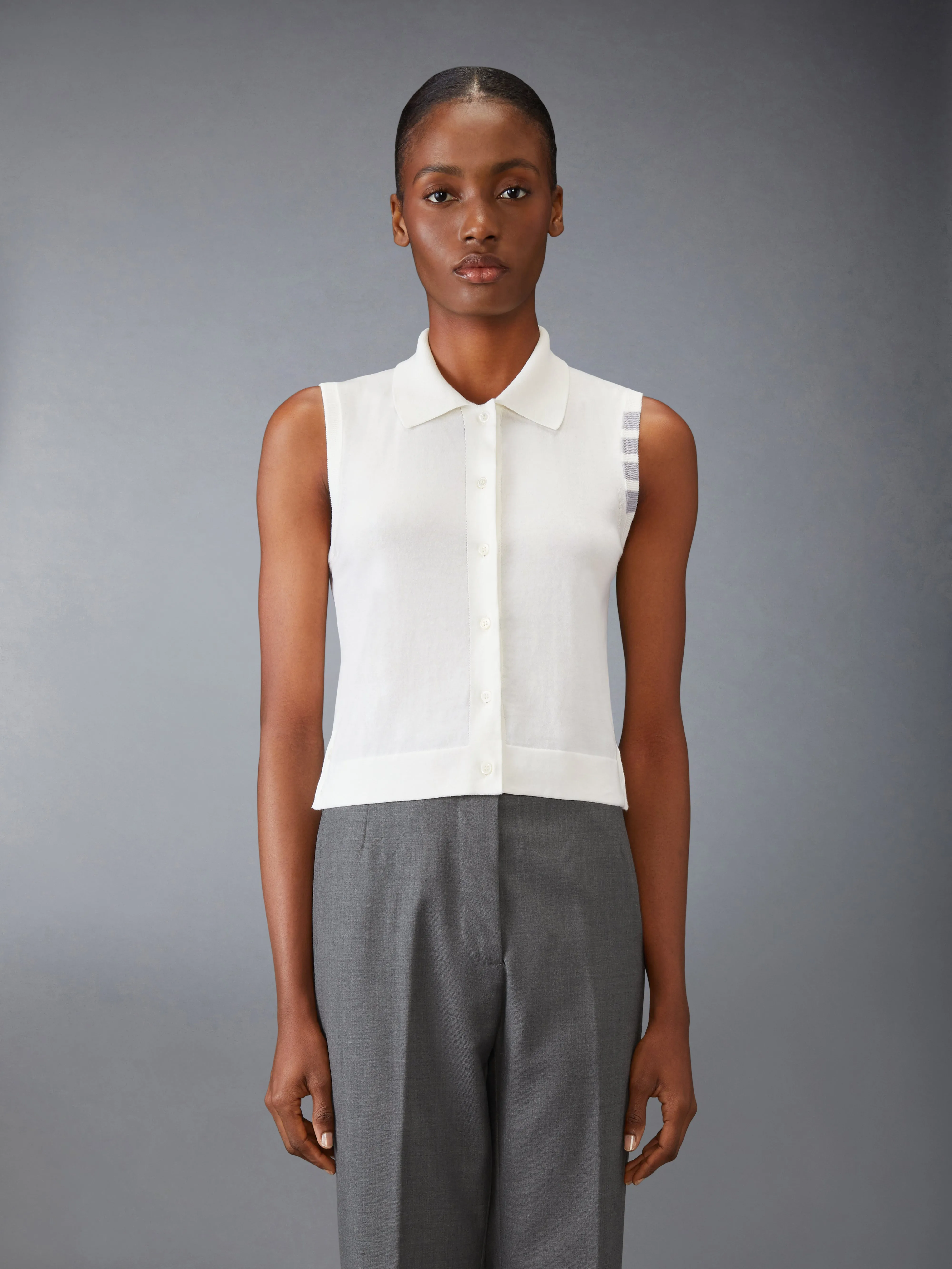 COTTON 4-BAR CROPPED SHIRT sold by Thom Browne
