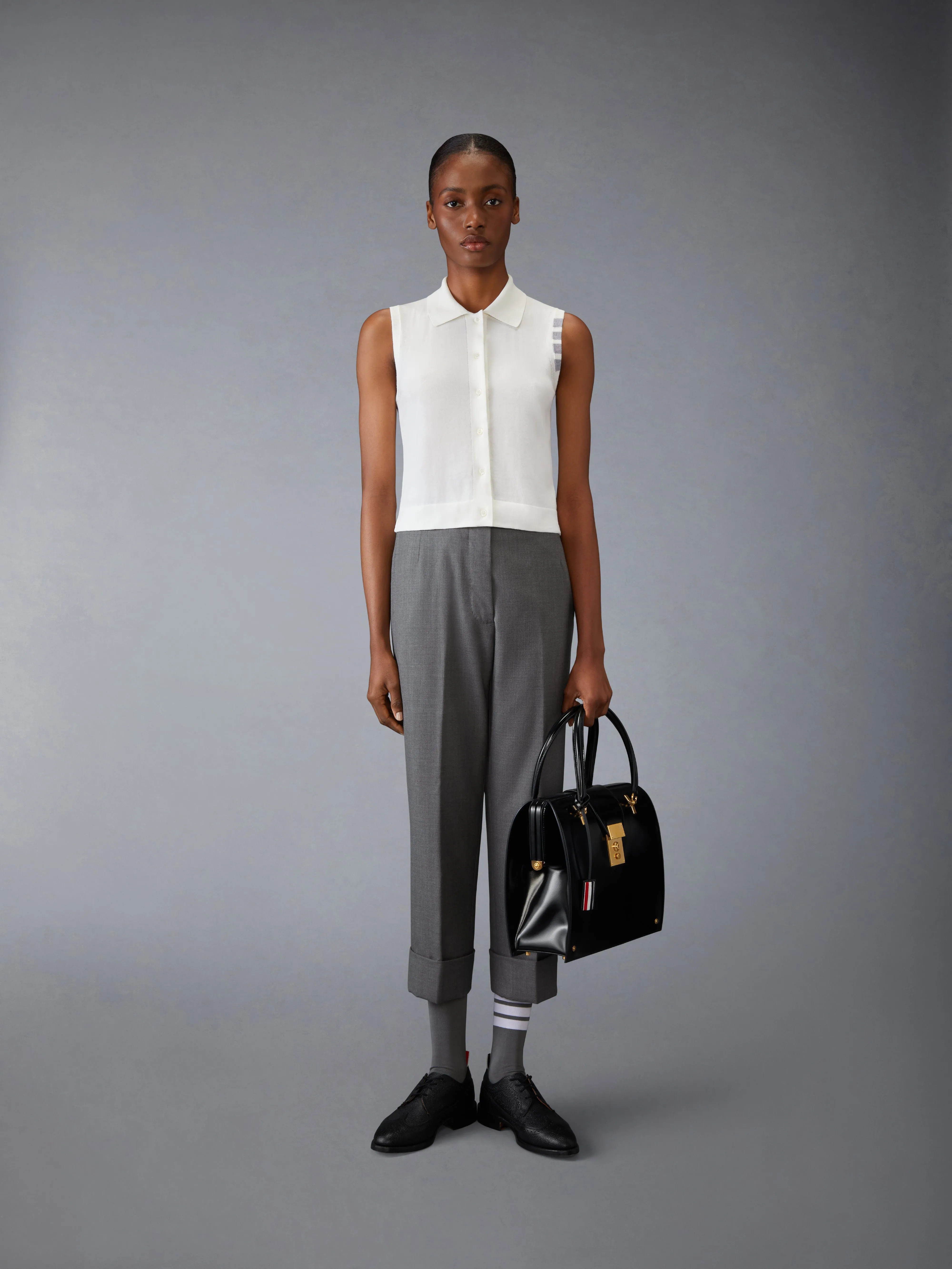 COTTON 4-BAR CROPPED SHIRT sold by Thom Browne product image thumbnail 3