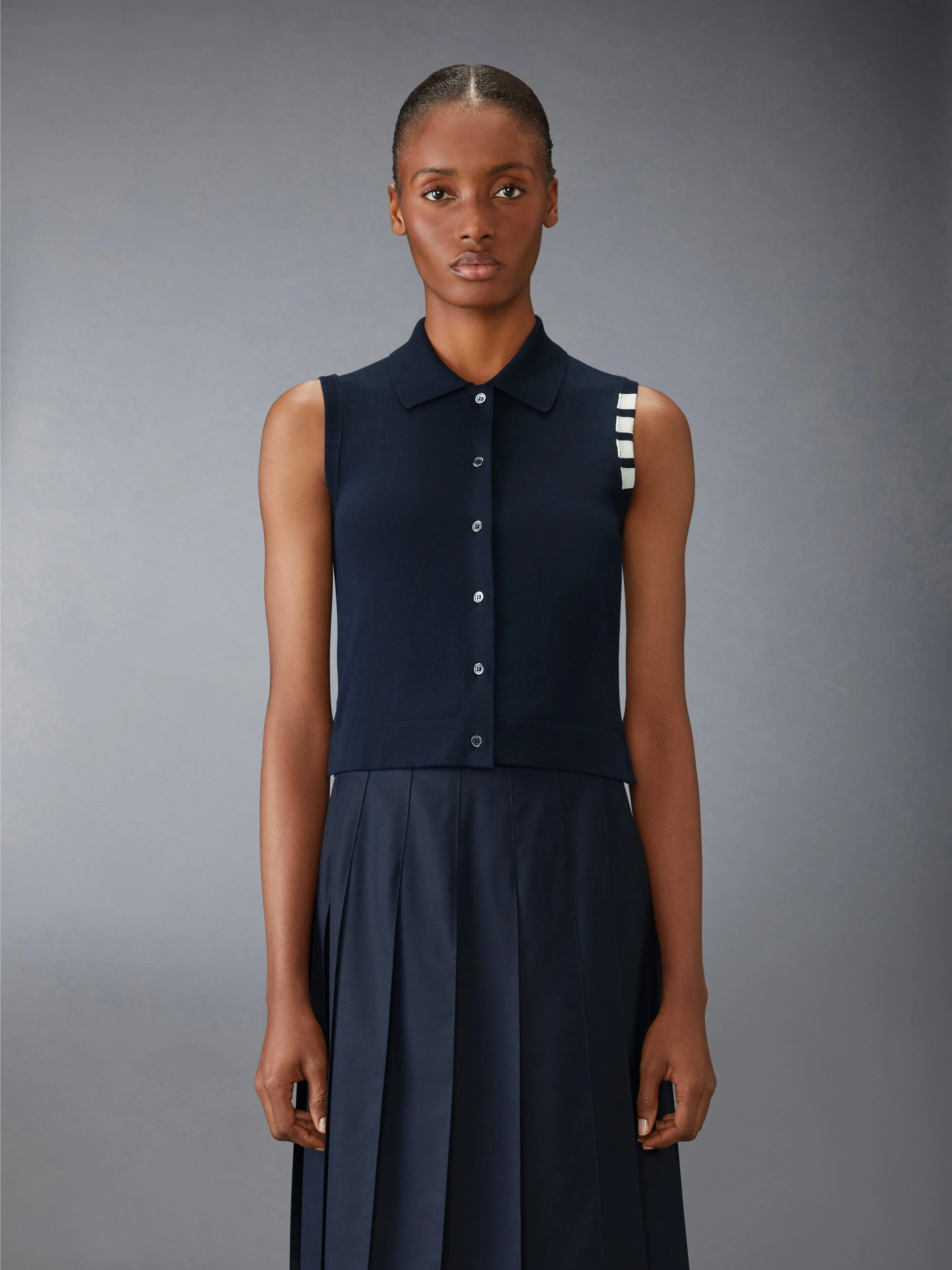 COTTON 4-BAR CROPPED SHIRT sold by Thom Browne