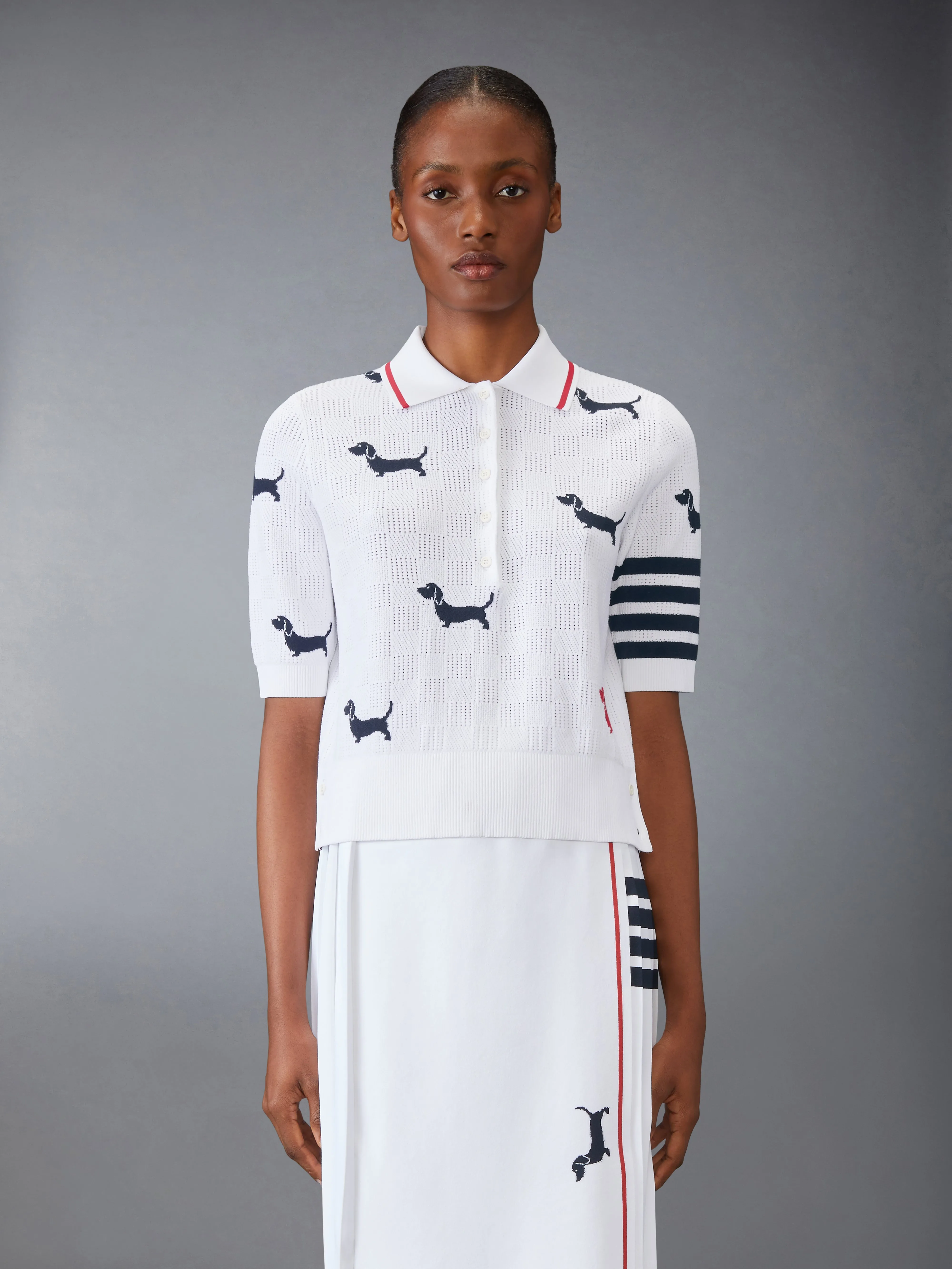 4-BAR HECTOR POINTELLE POLO sold by Thom Browne