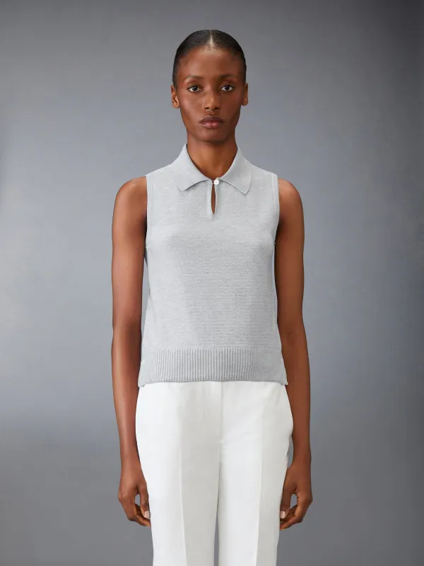 COTTON SILK KEYHOLE POLO sold by Thom Browne