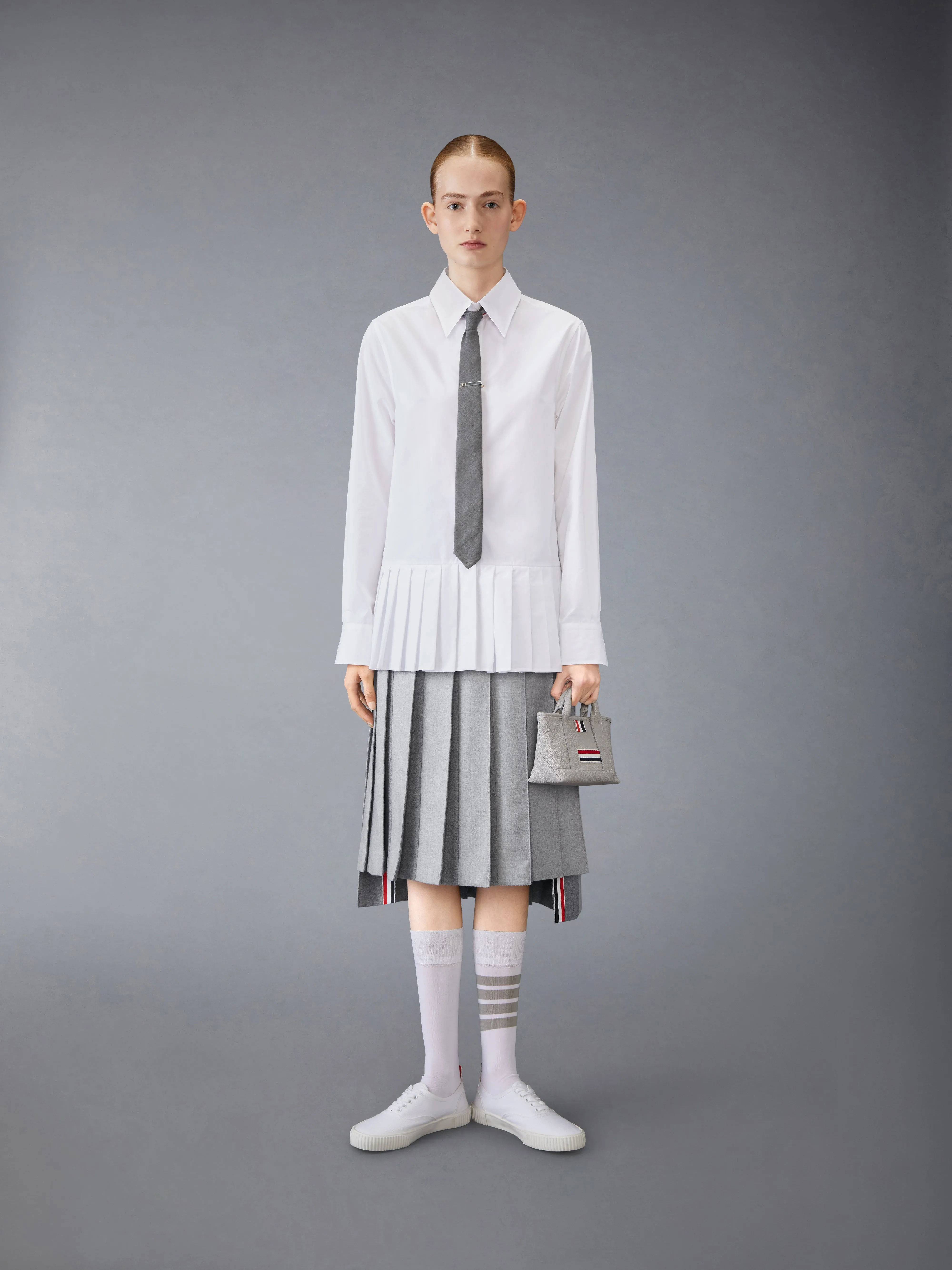 POPLIN PLEATED EASY FIT SHIRT sold by Thom Browne product image thumbnail 3