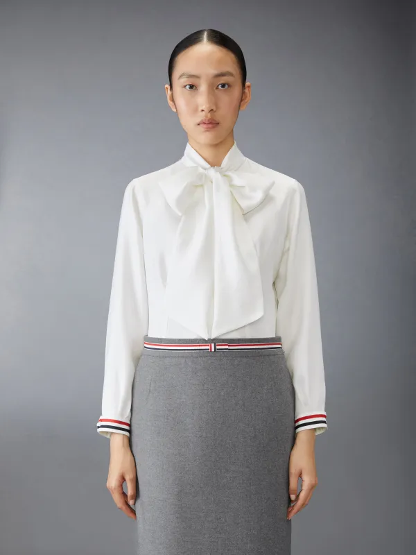 SILK TWILL BOW COLLAR BLOUSE sold by Thom Browne