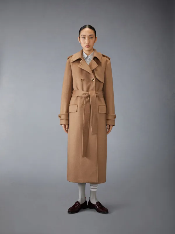 CAMEL HAIR ELONGATED TRENCH COAT sold by Thom Browne