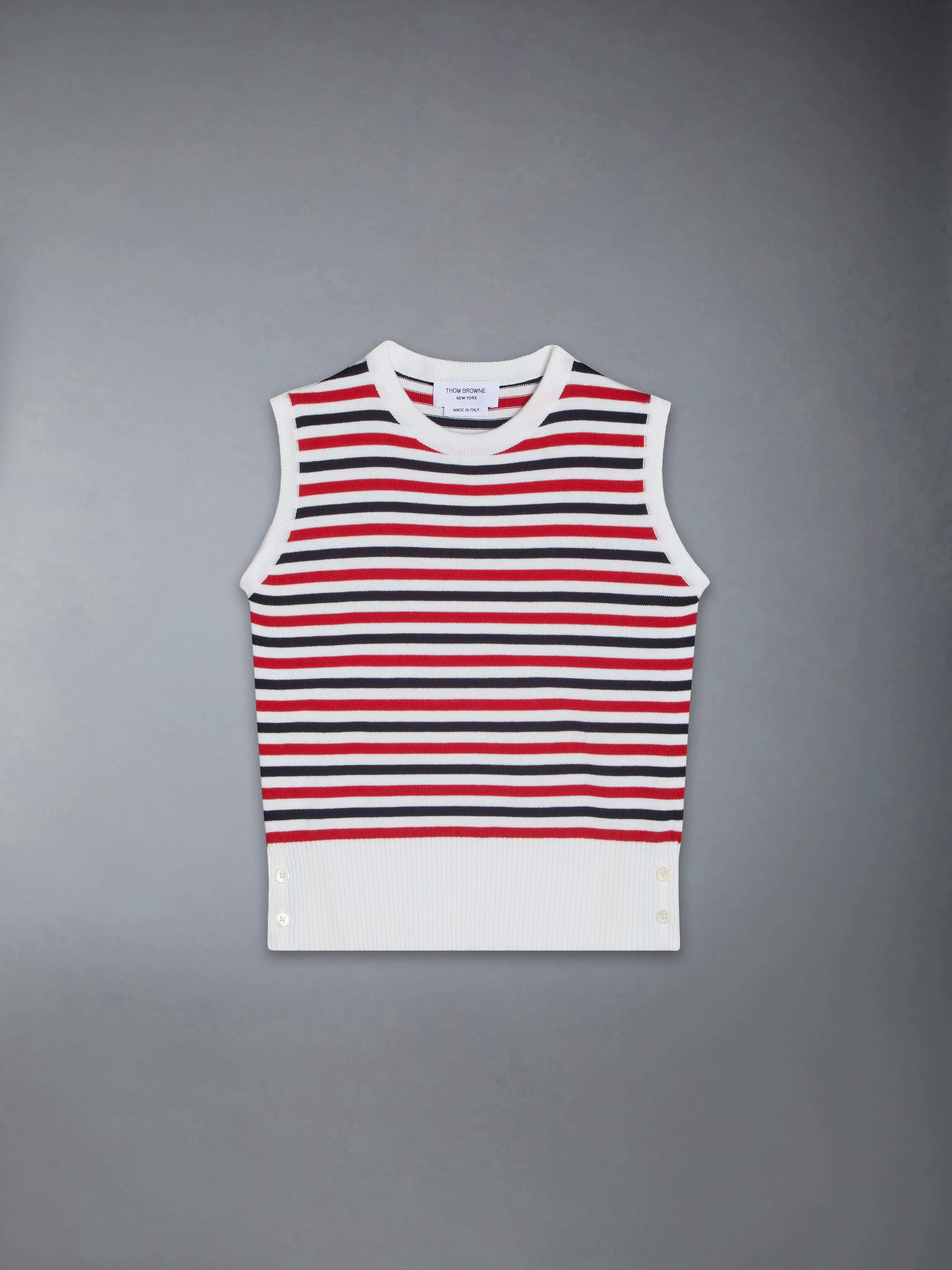 CLASSIC COTTON SLEEVELESS PULLOVER sold by Thom Browne