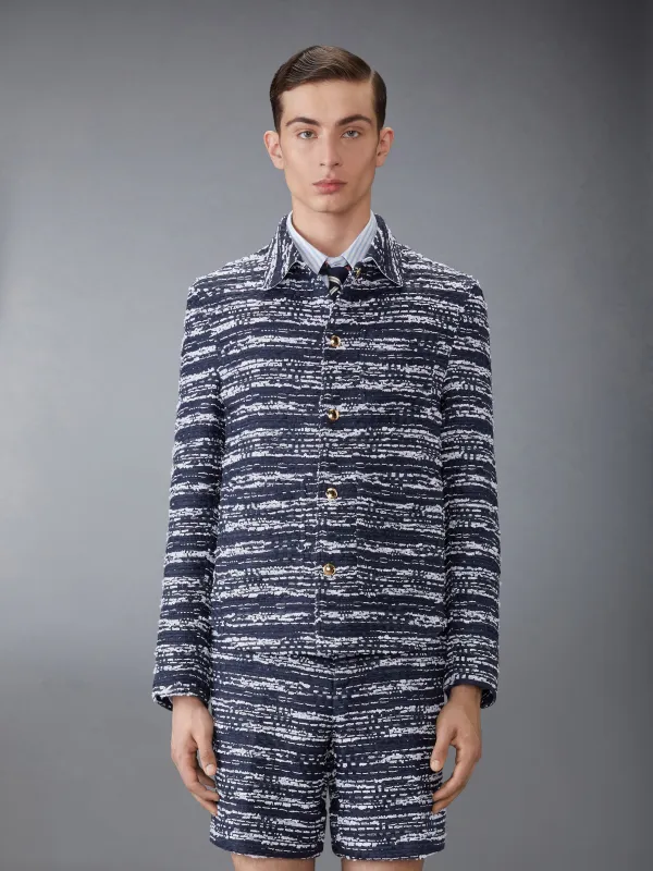 MELANGE TULLE YARN TWEED UTILITY JACKET sold by Thom Browne