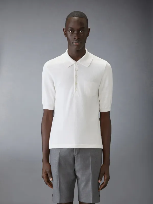 SILK PIQUE POCKET POLO sold by Thom Browne