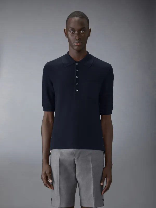 SILK PIQUE POCKET POLO sold by Thom Browne