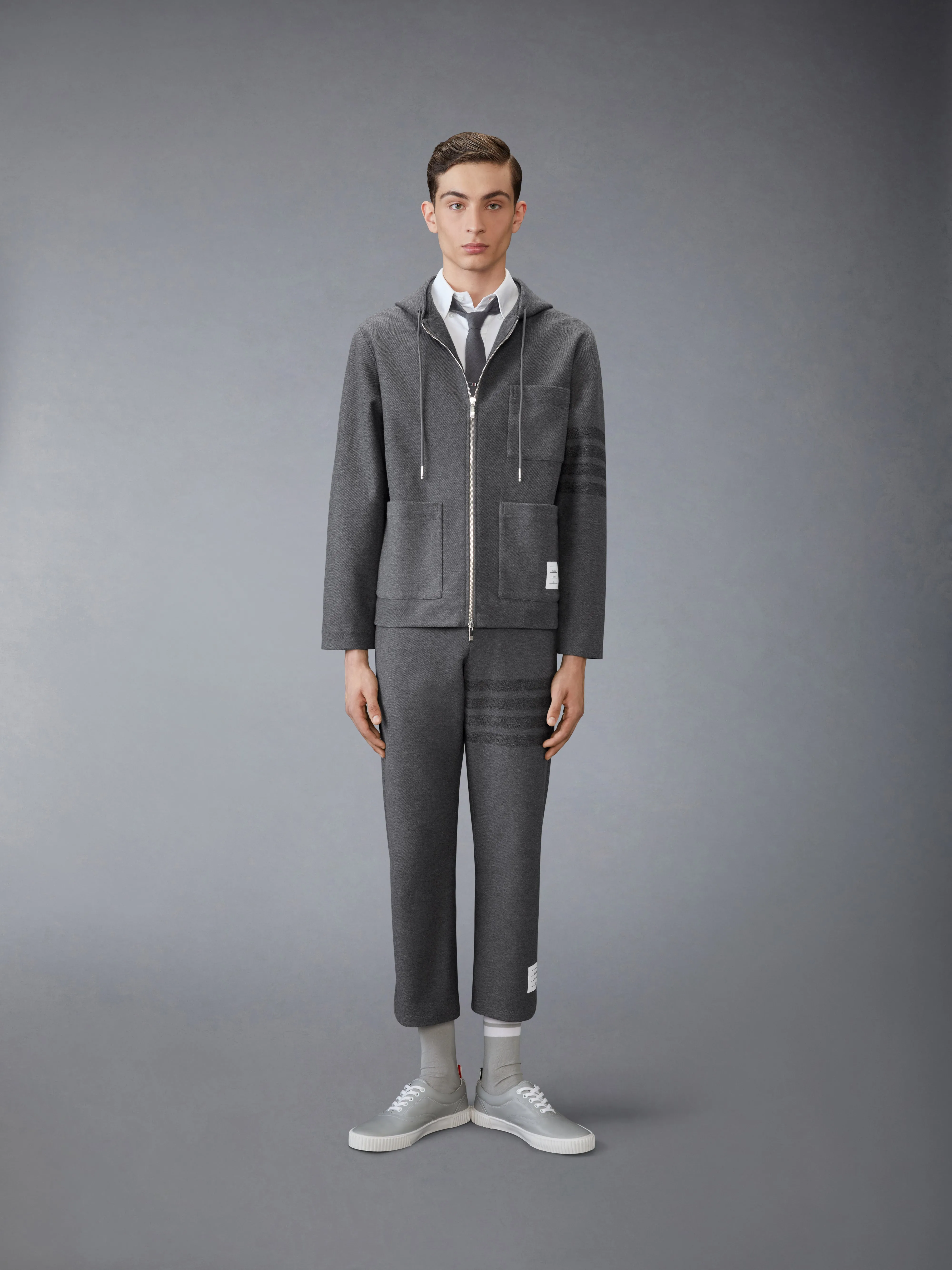 DOUBLE FACE TECH TWILL 4-BAR TROUSERS sold by Thom Browne product image thumbnail 3