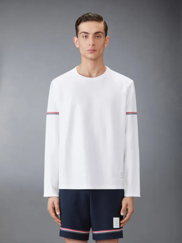 COTTON RUGBY LONG SLEEVE TEE sold by Thom Browne
