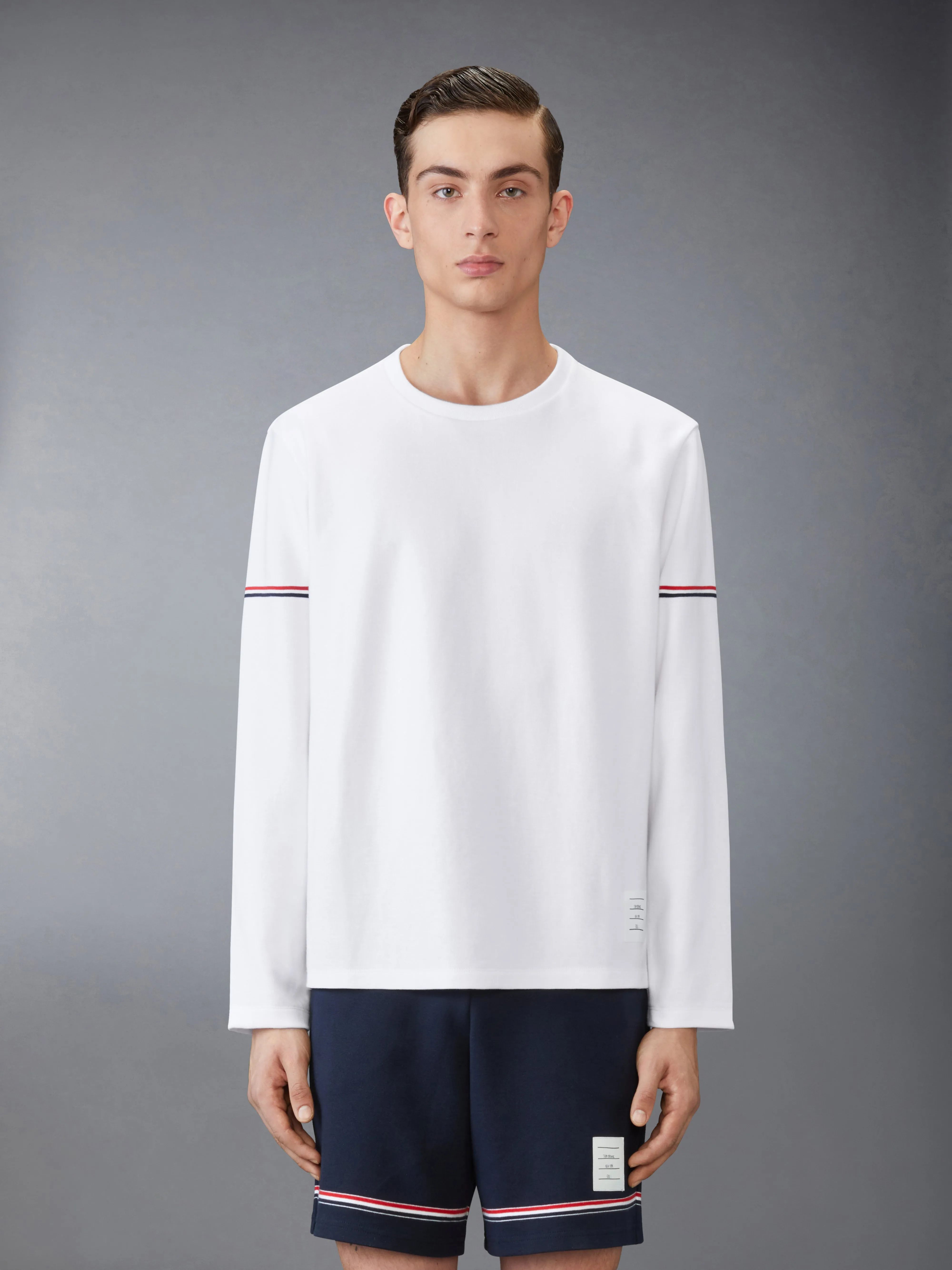 COTTON RUGBY LONG SLEEVE TEE sold by Thom Browne