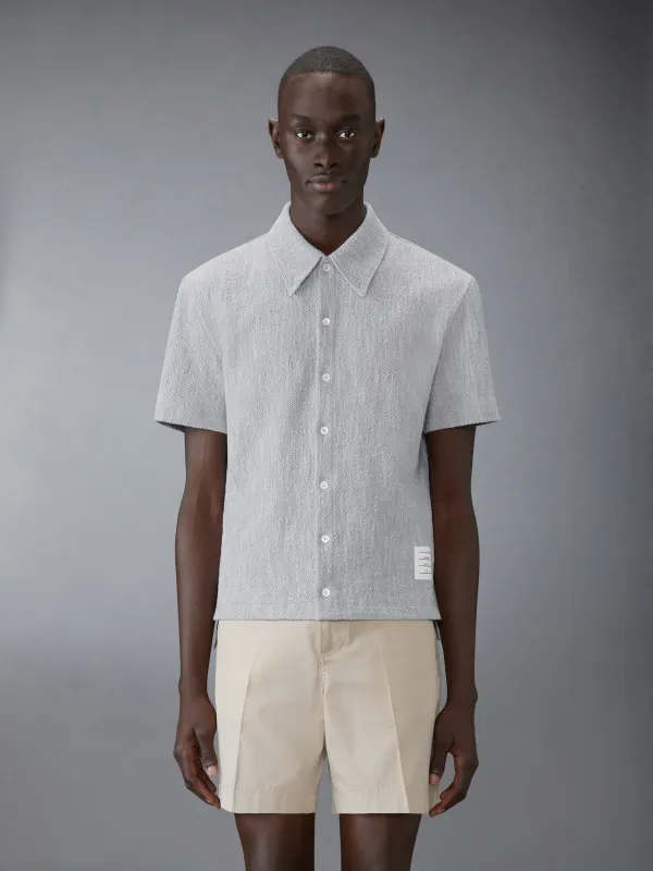 COTTON TWEED SHORT SLEEVE SHIRT sold by Thom Browne