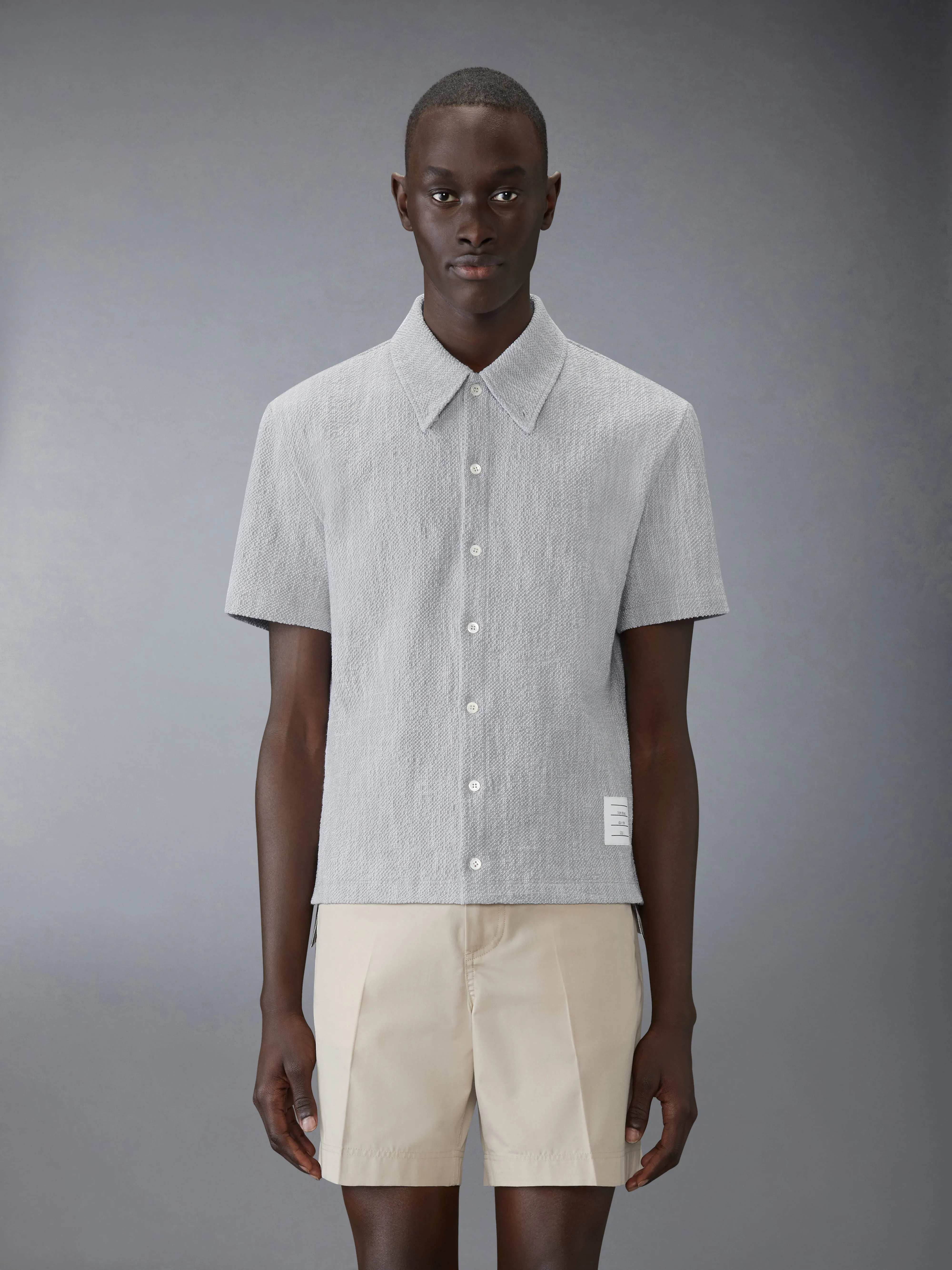 COTTON TWEED SHORT SLEEVE SHIRT sold by Thom Browne