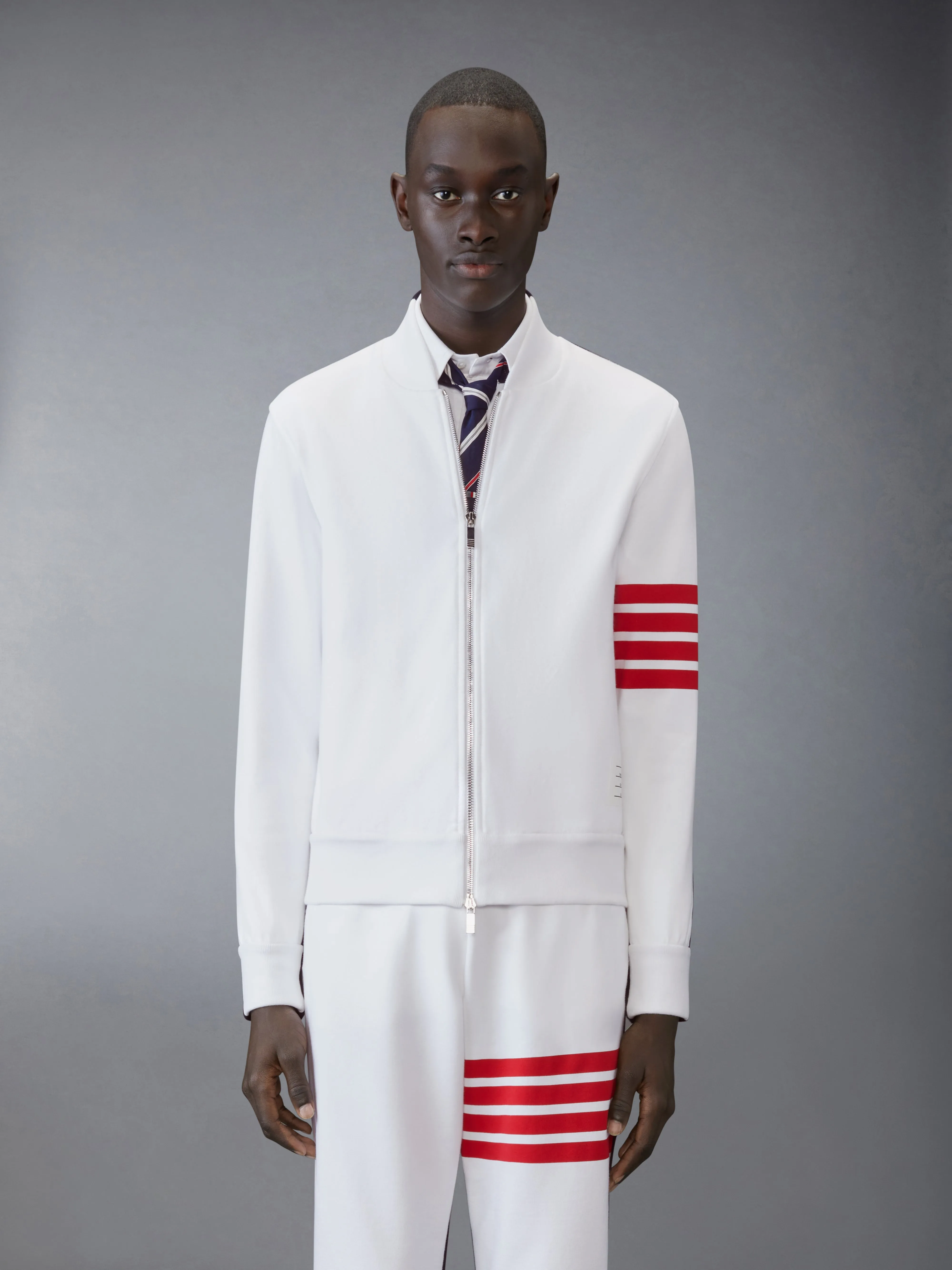 COTTON COLOR BLOCK BOMBER JACKET sold by Thom Browne