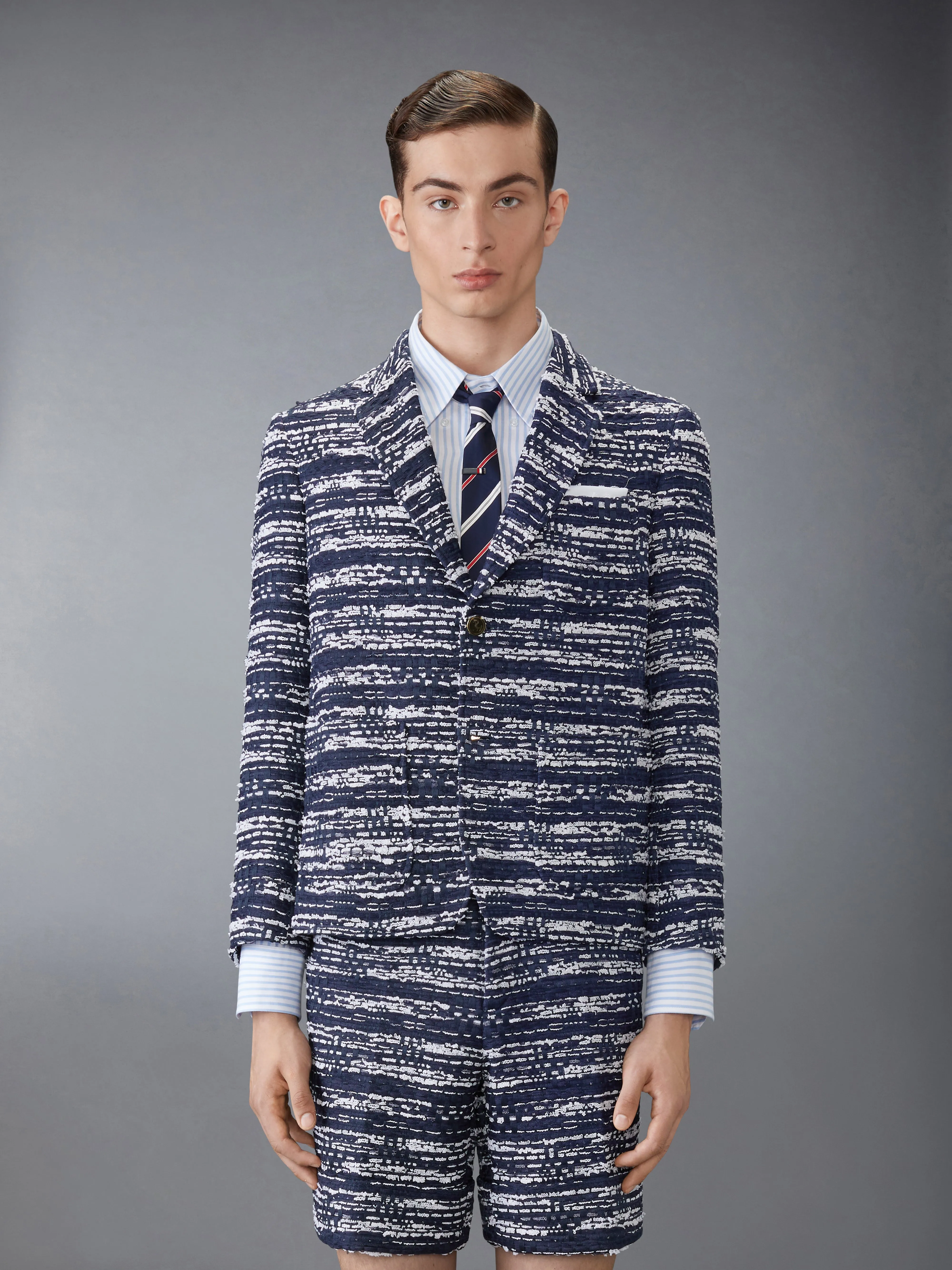 MELANGE TULLE YARN TWEED UNCONSTRUCTED SPORT COAT sold by Thom Browne