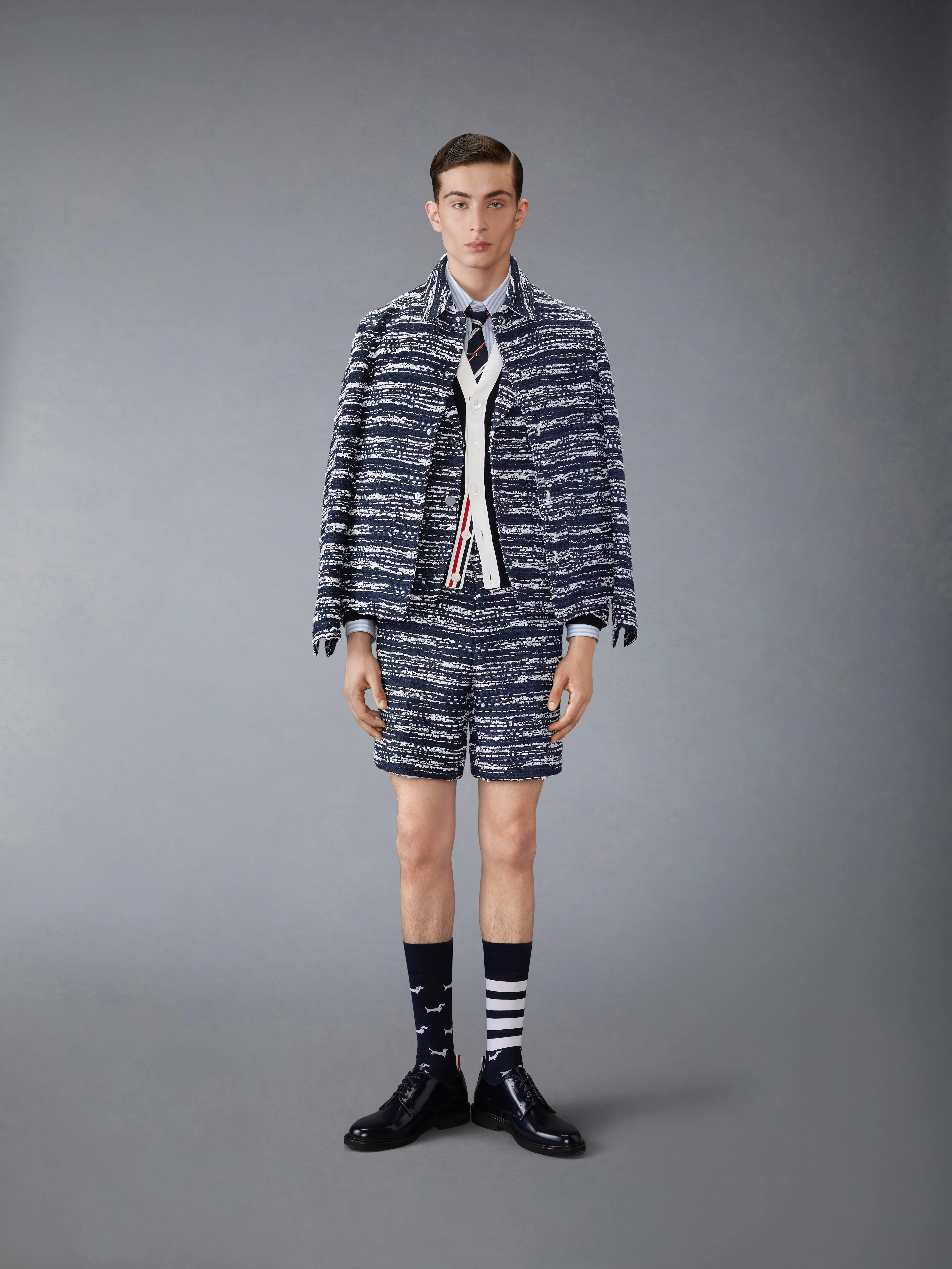 MELANGE TULLE YARN TWEED UNCONSTRUCTED SPORT COAT sold by Thom Browne product image thumbnail 3