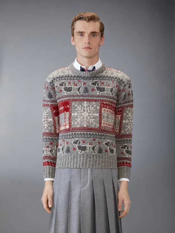 HOLIDAY HECTOR MOHAIR TWEED CREW NECK PULLOVER sold by Thom Browne