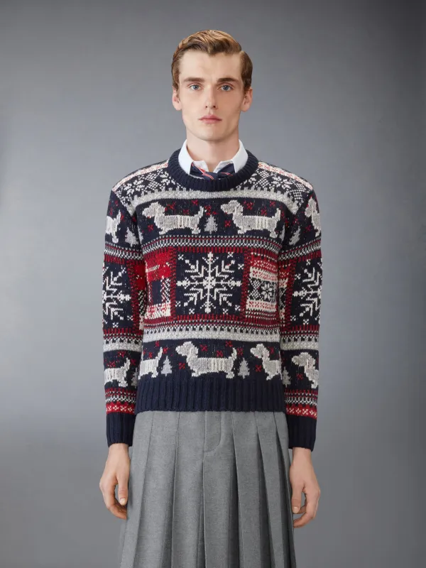 HOLIDAY HECTOR MOHAIR TWEED CREW NECK PULLOVER sold by Thom Browne