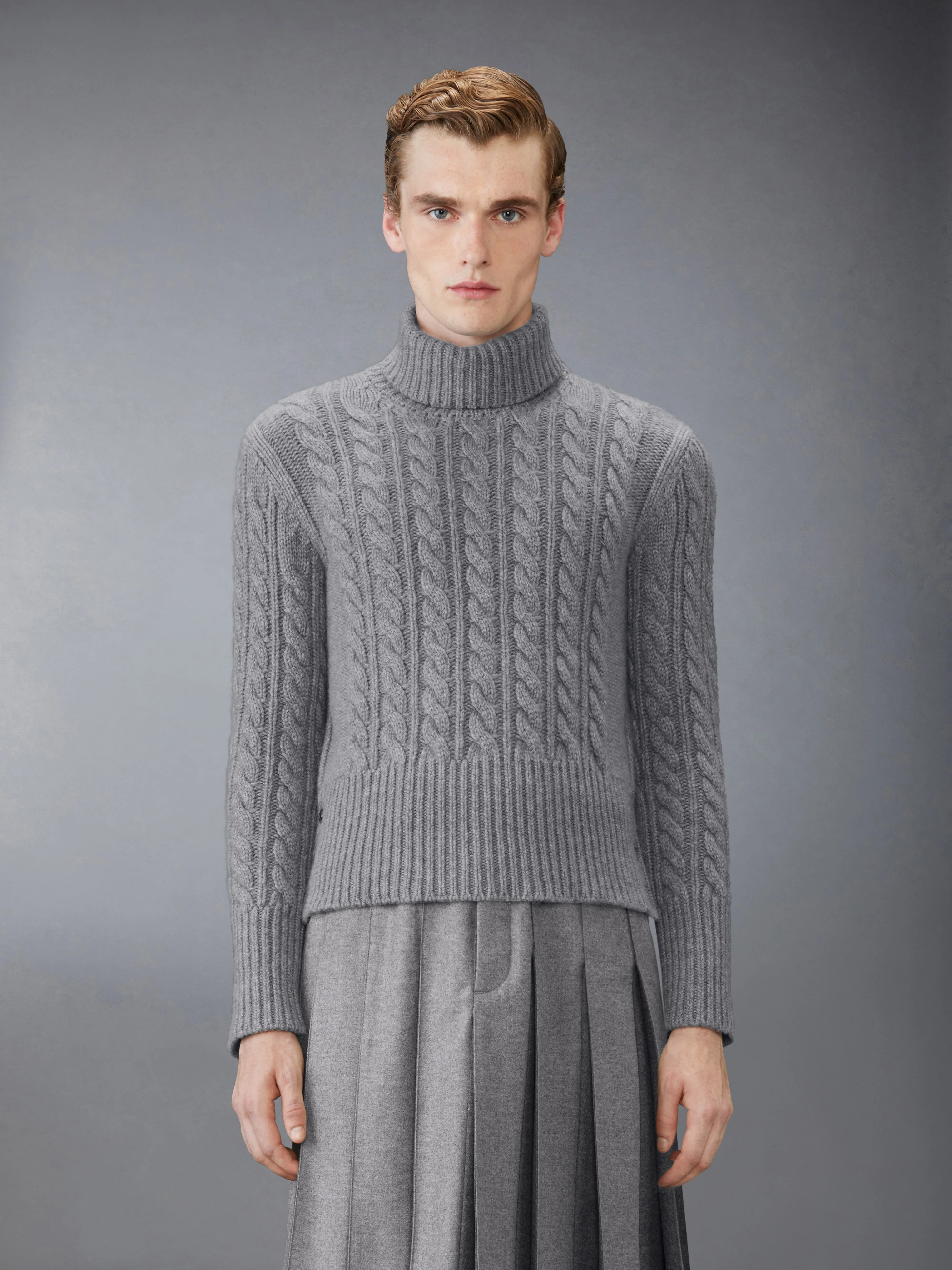 CLASSIC CASHMERE CABLE TURTLE NECK sold by Thom Browne