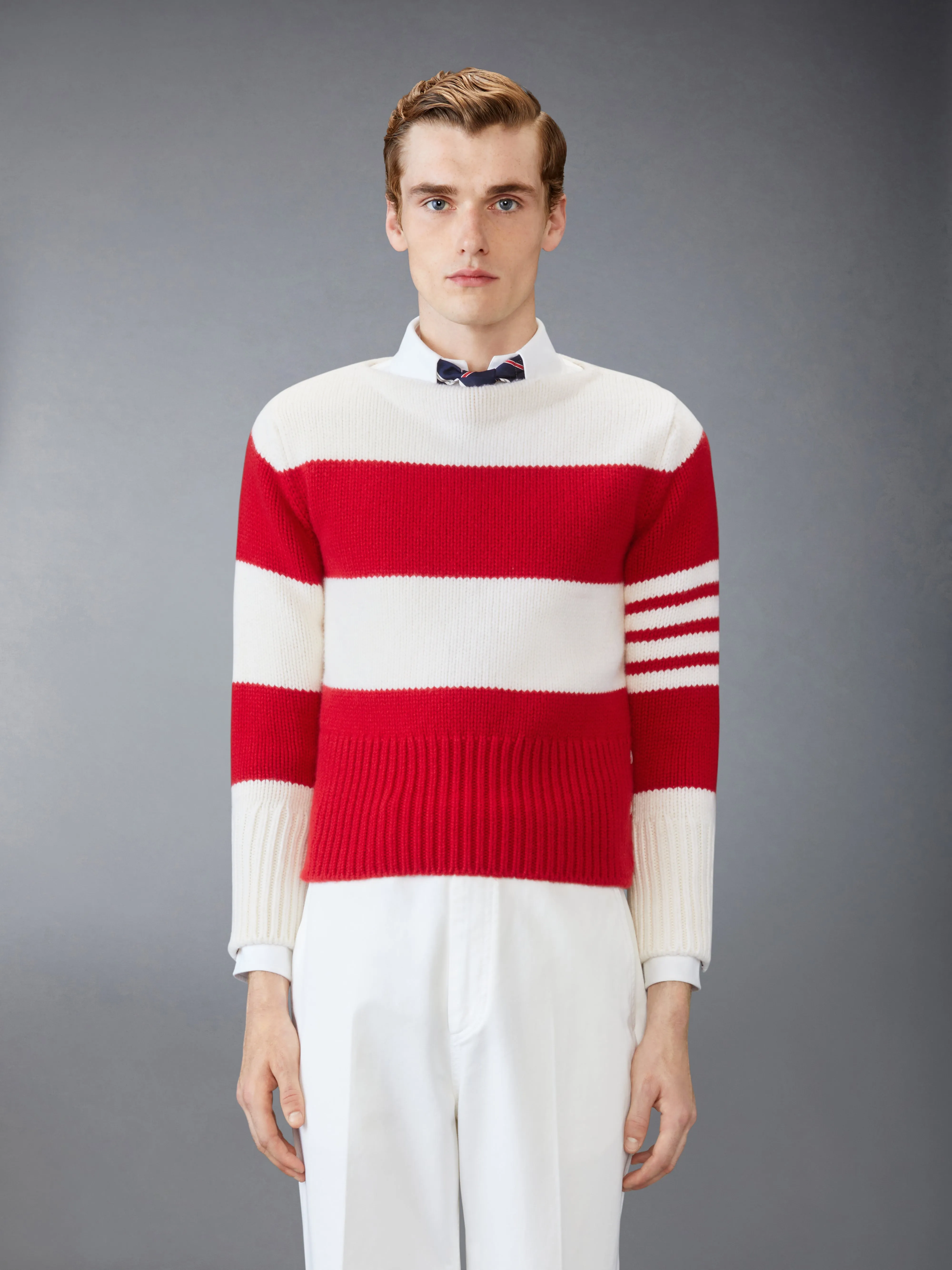 MERINO WOOL 4-BAR PULLOVER sold by Thom Browne